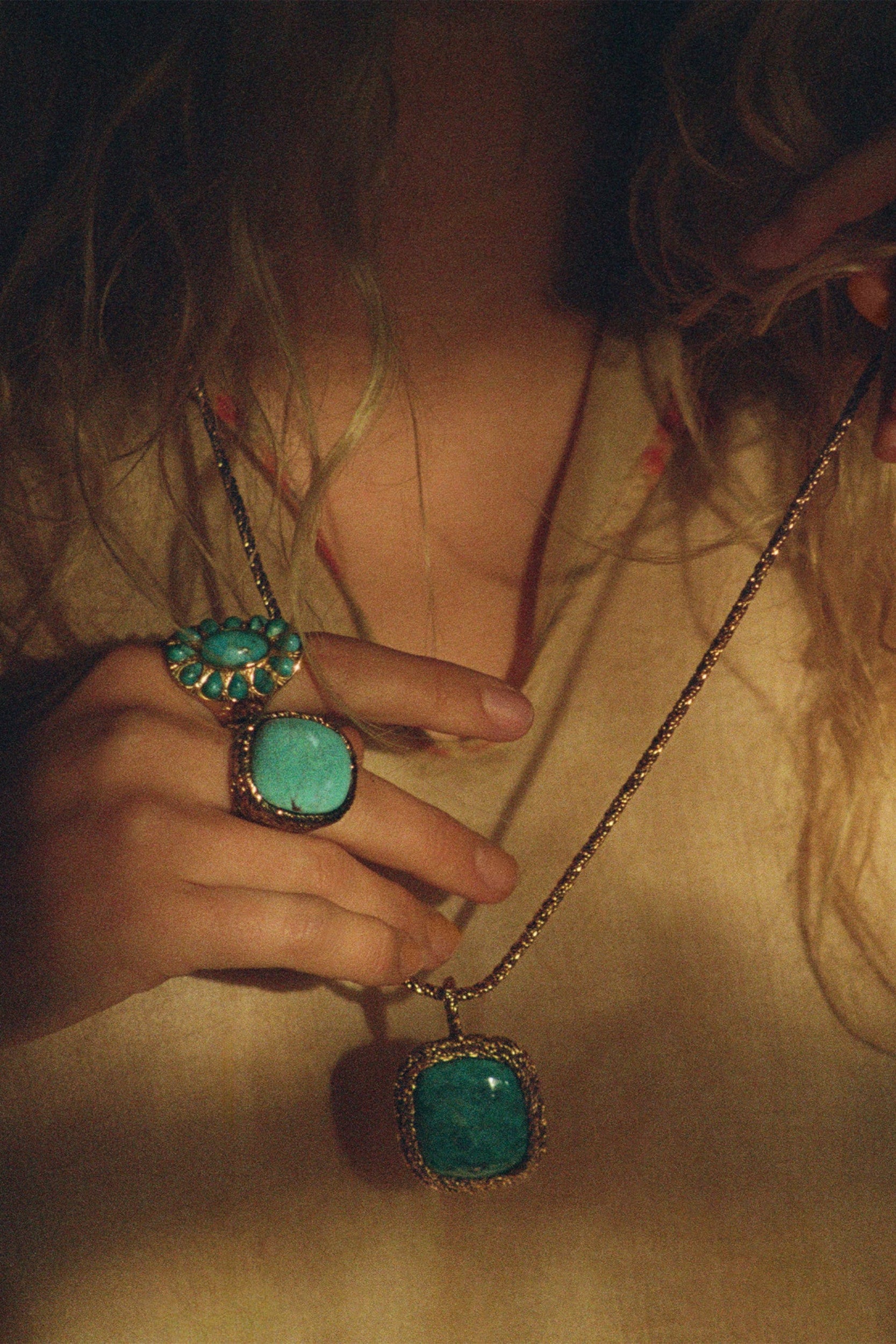 Miki Ring Turquoise Metal Gold