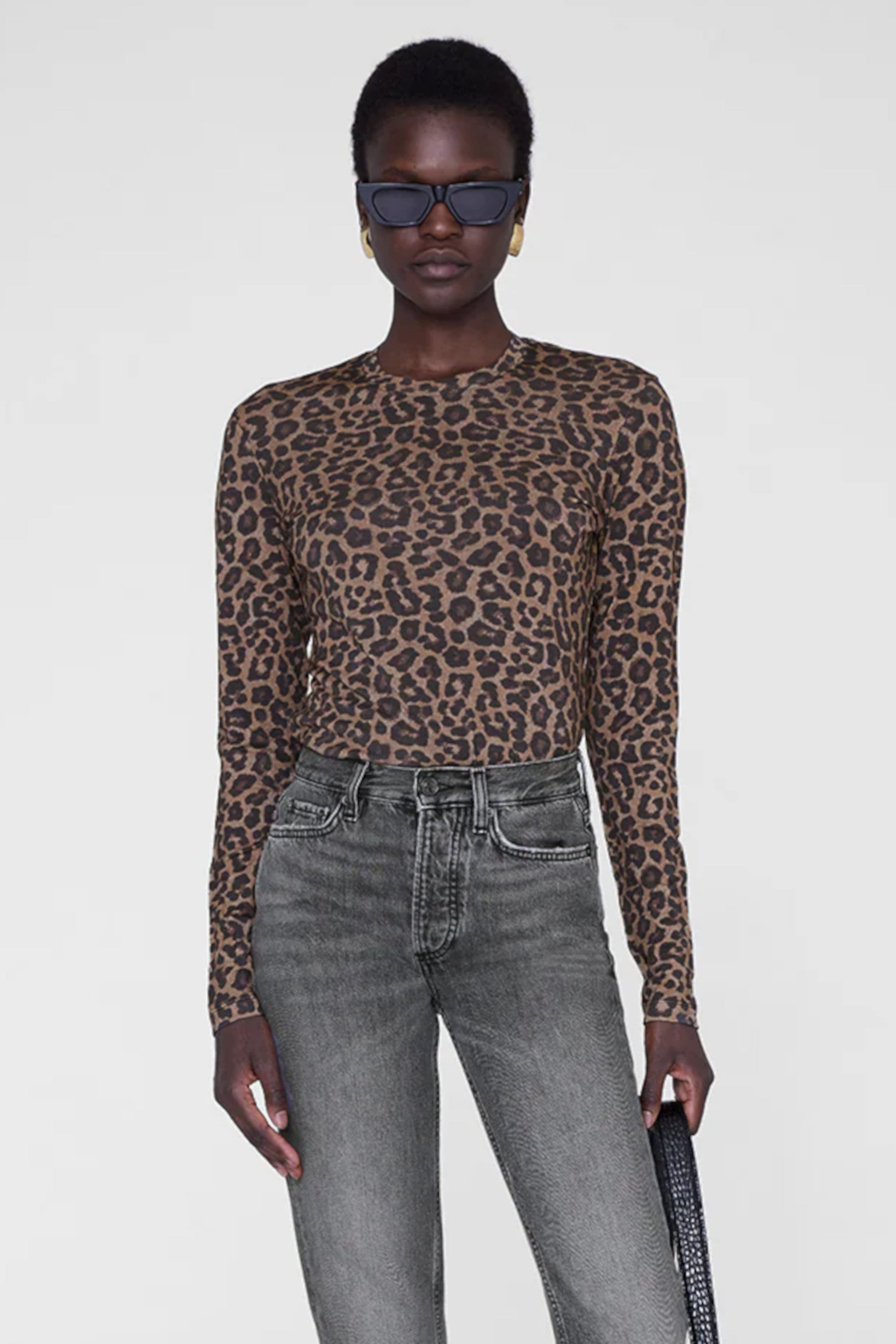 Sylvie T-shirt Black Brown Leopard