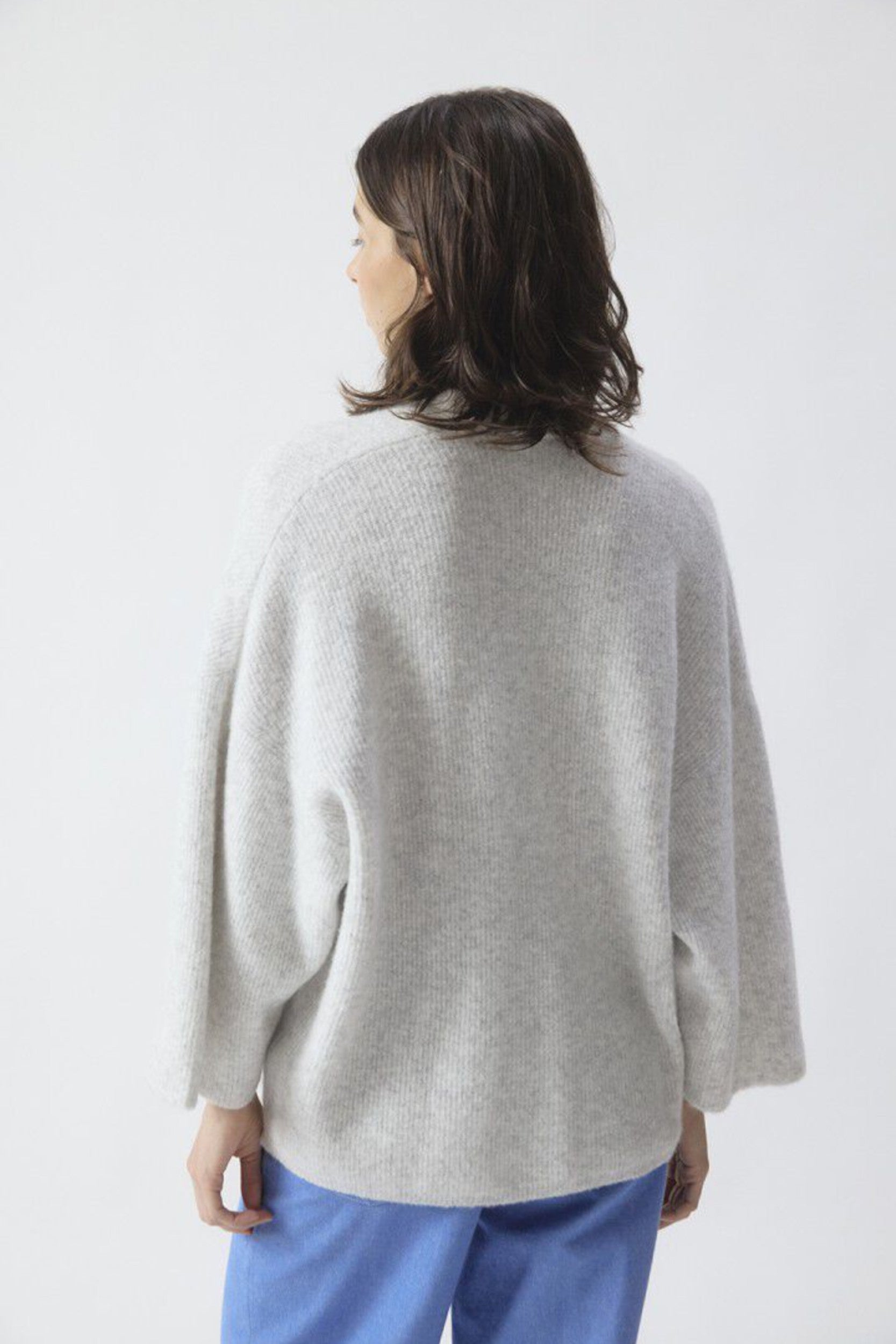Dam19fh26 Cardigan Grey Mottled