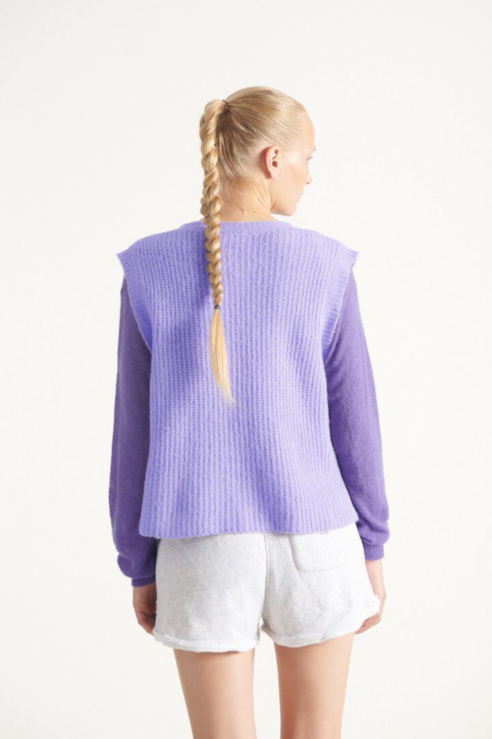 East19mch25 Cardigan Lavpast Mottled