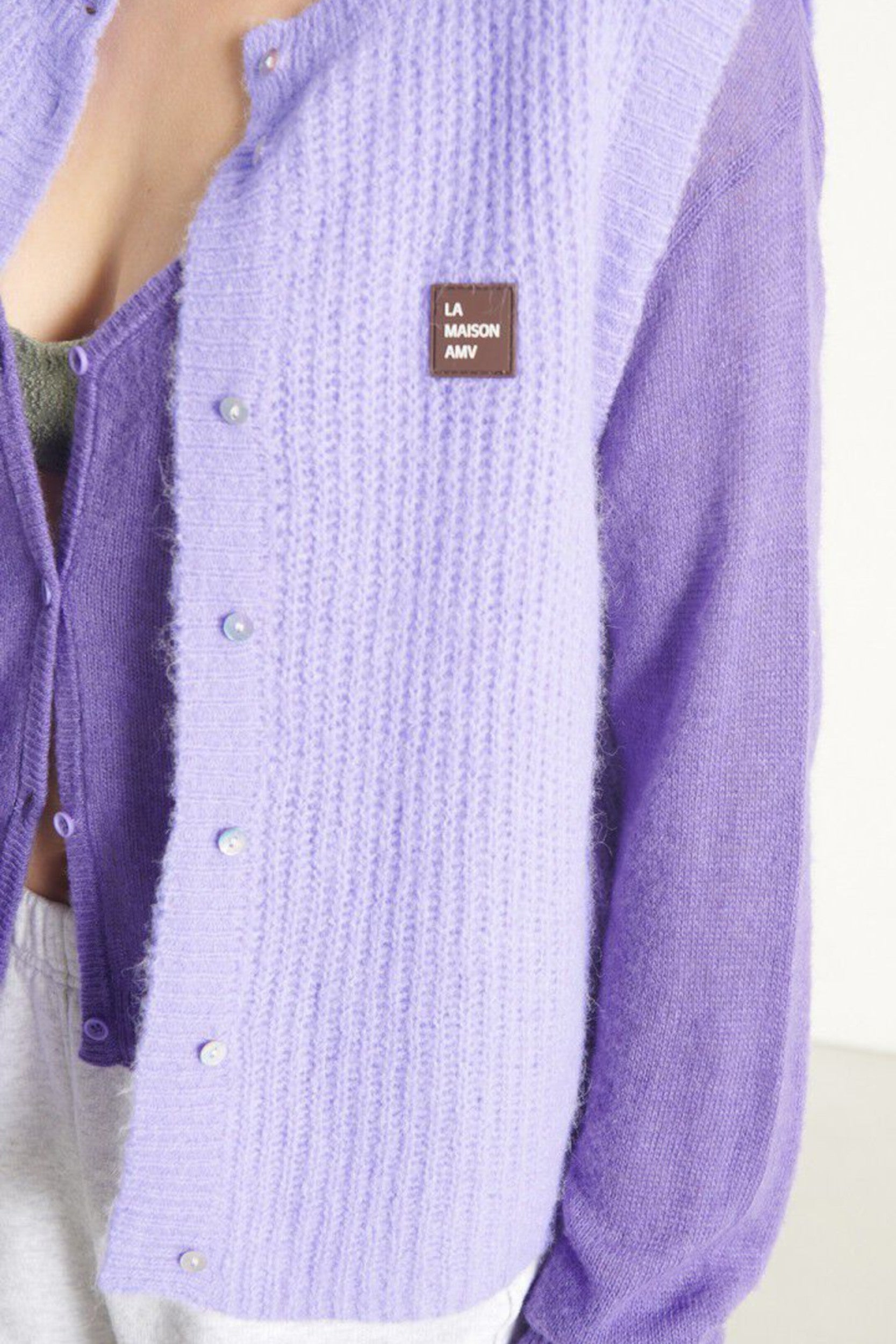East19mch25 Cardigan Lavpast Mottled