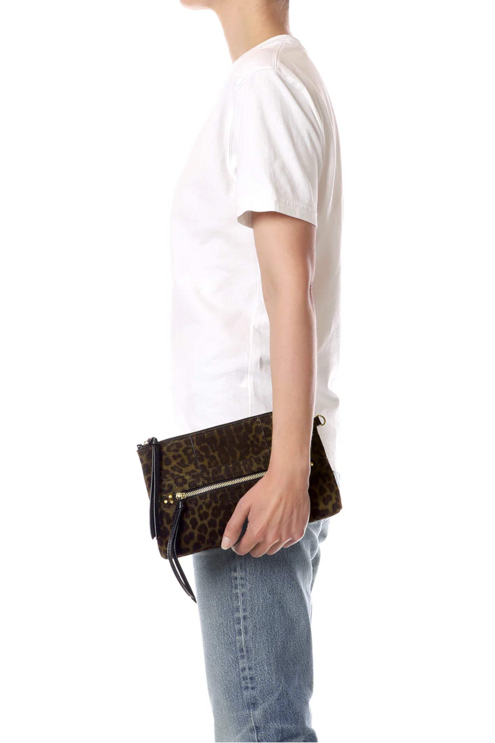 Lucky Clutch L Leopard Kaki