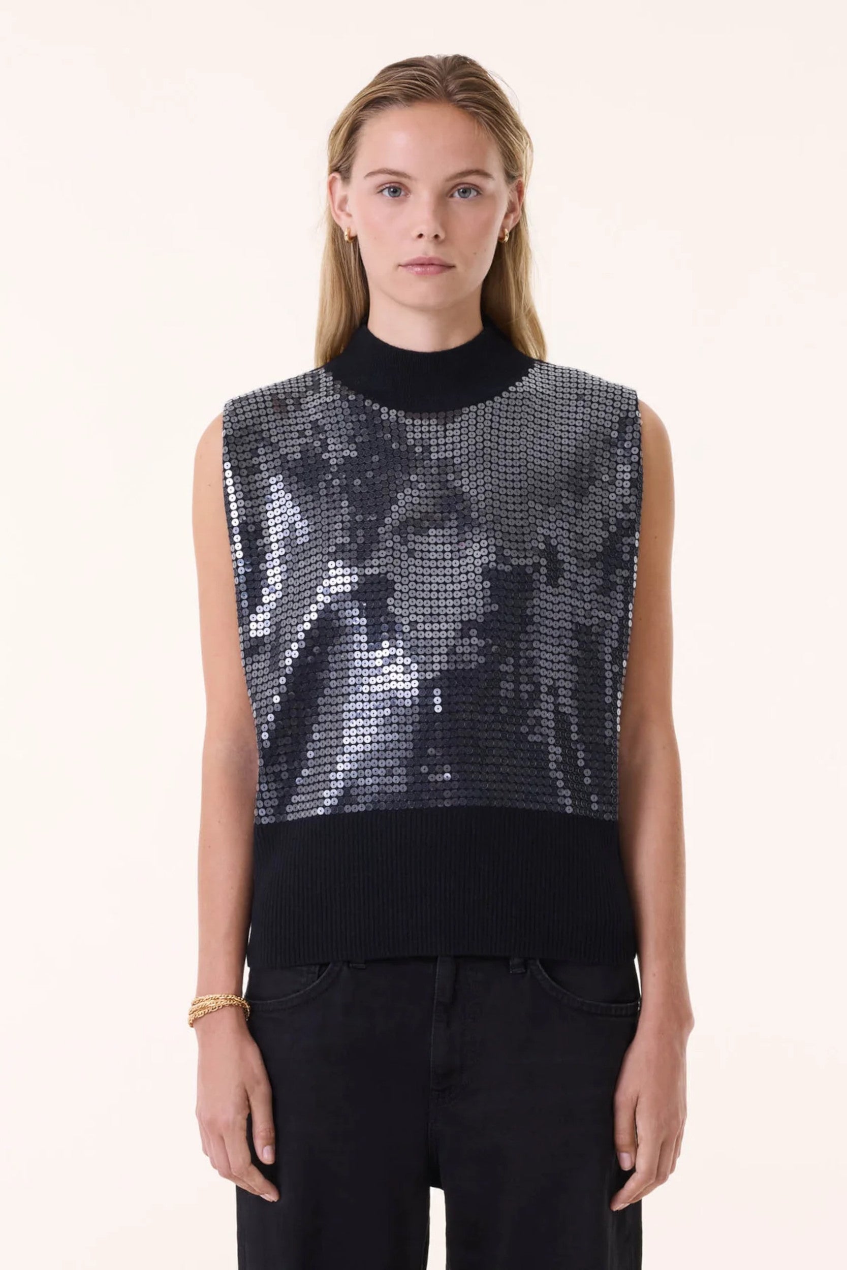 Divine Sequins Top Black