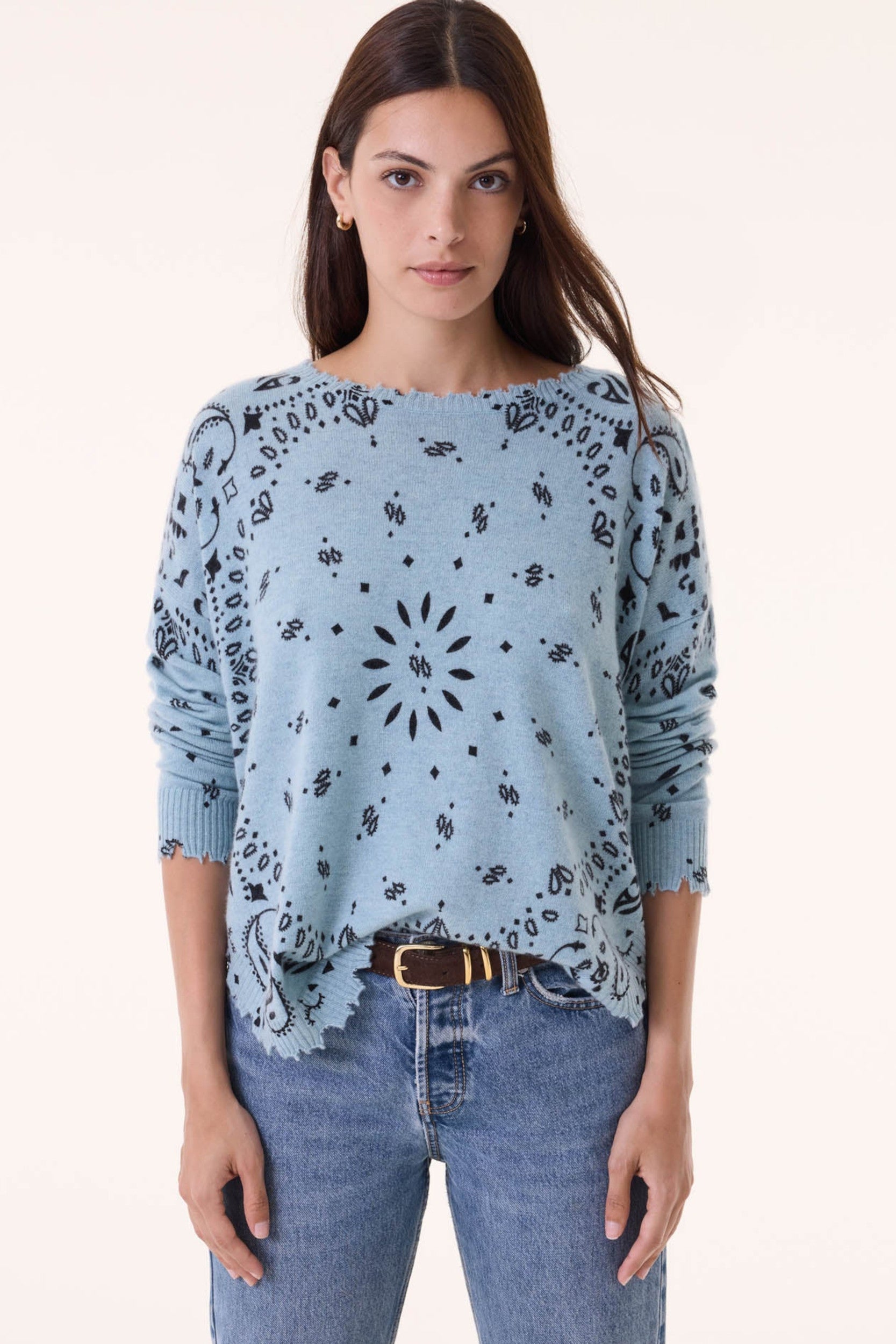 Mela Bandana Sweater Blue Vintage