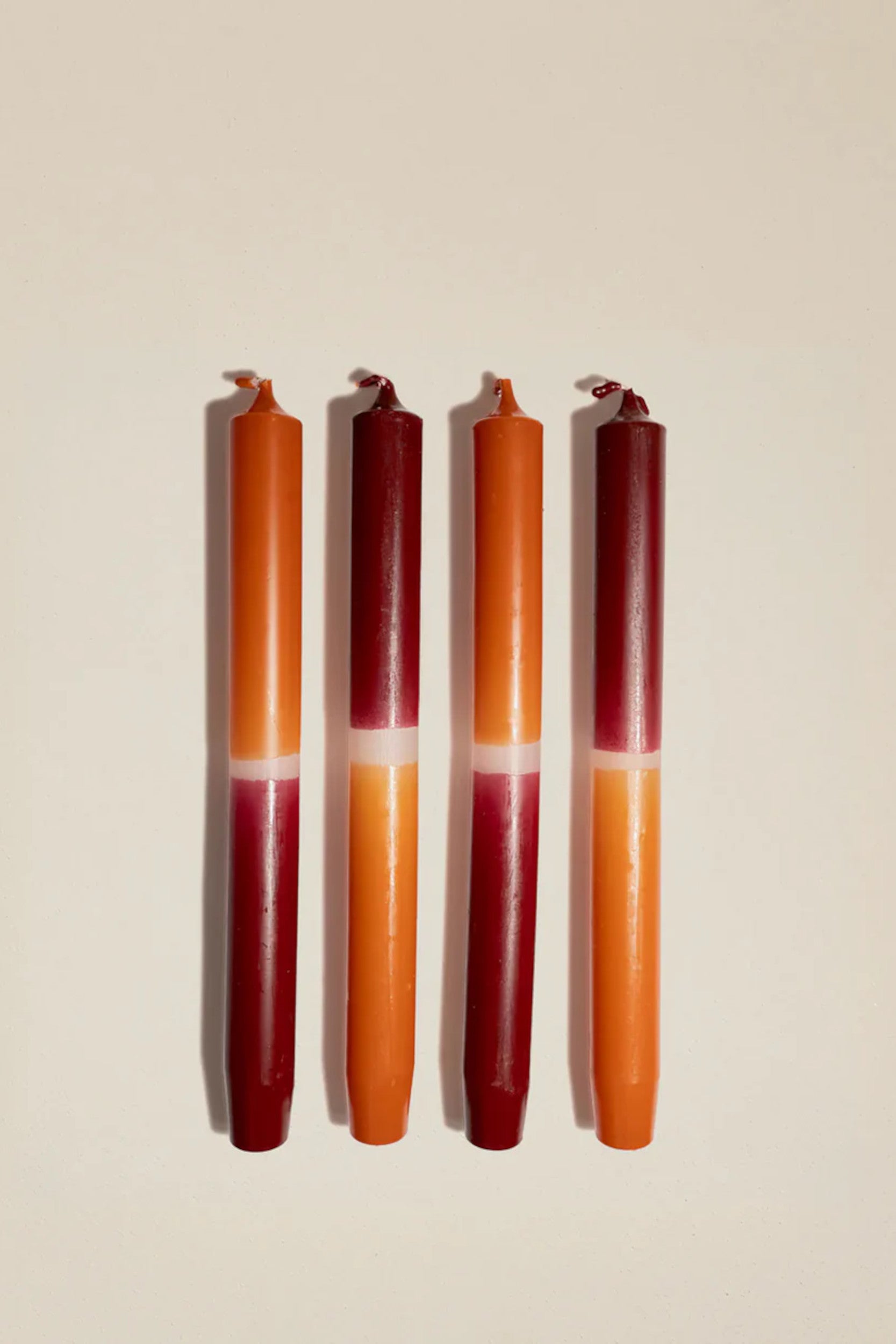Dip Dye Candles x4 Fauve Carmin