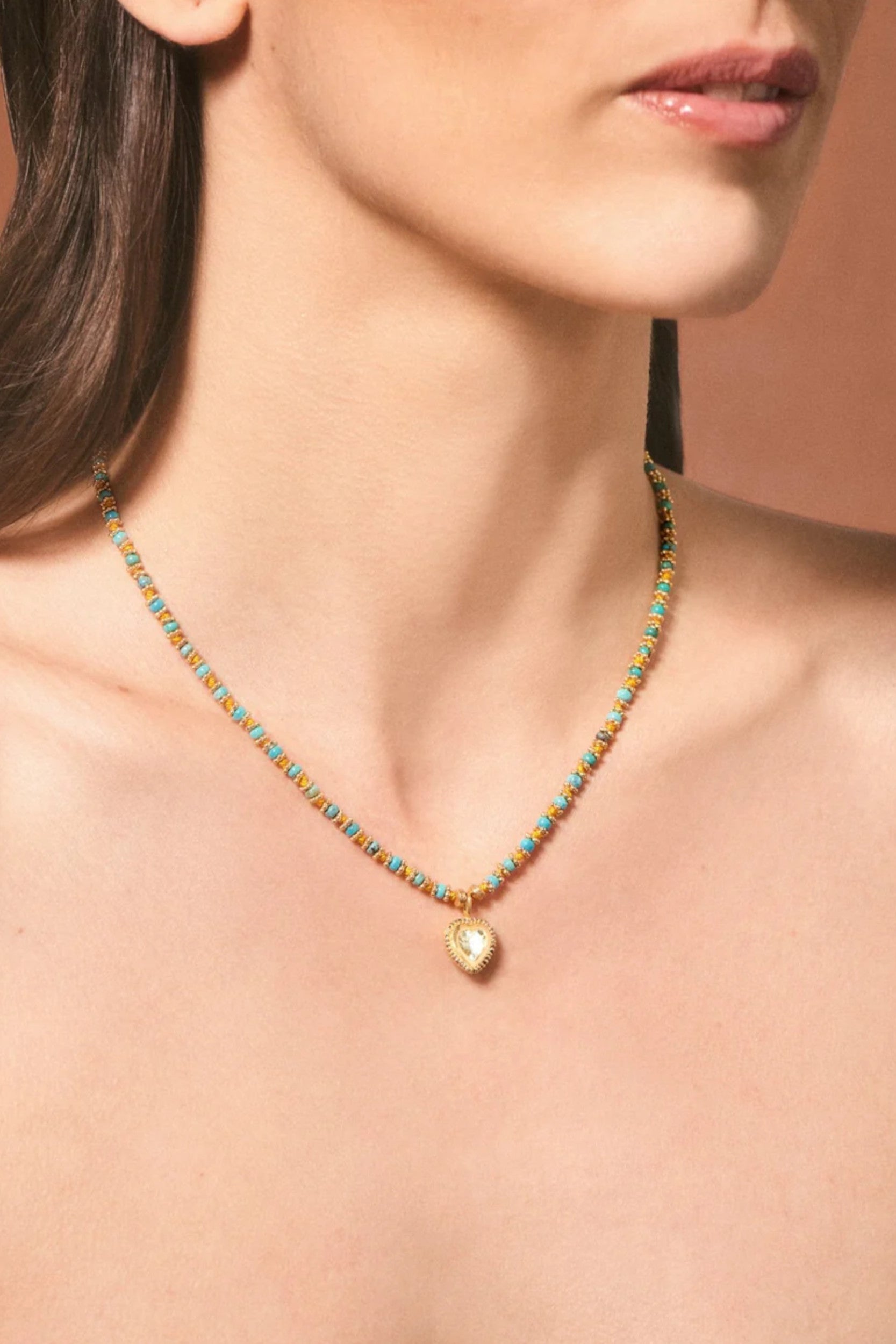 Ginni K Necklace Diamond Topaze Turquoise