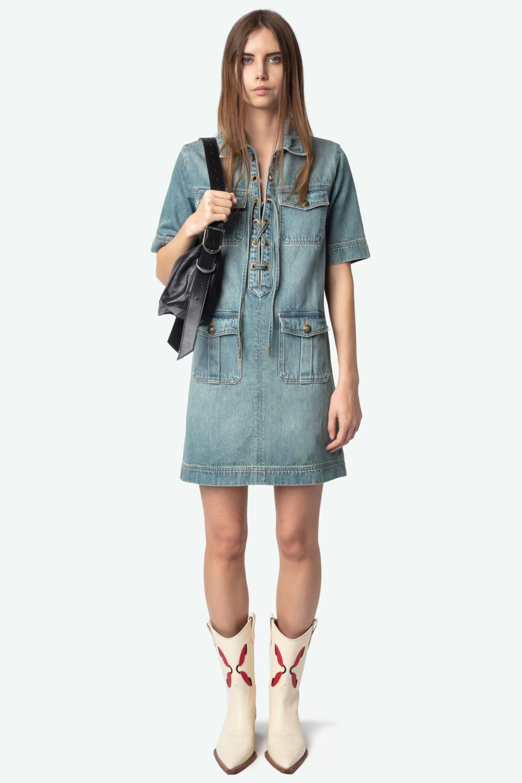 Record Denim Eco Dress Light Blue