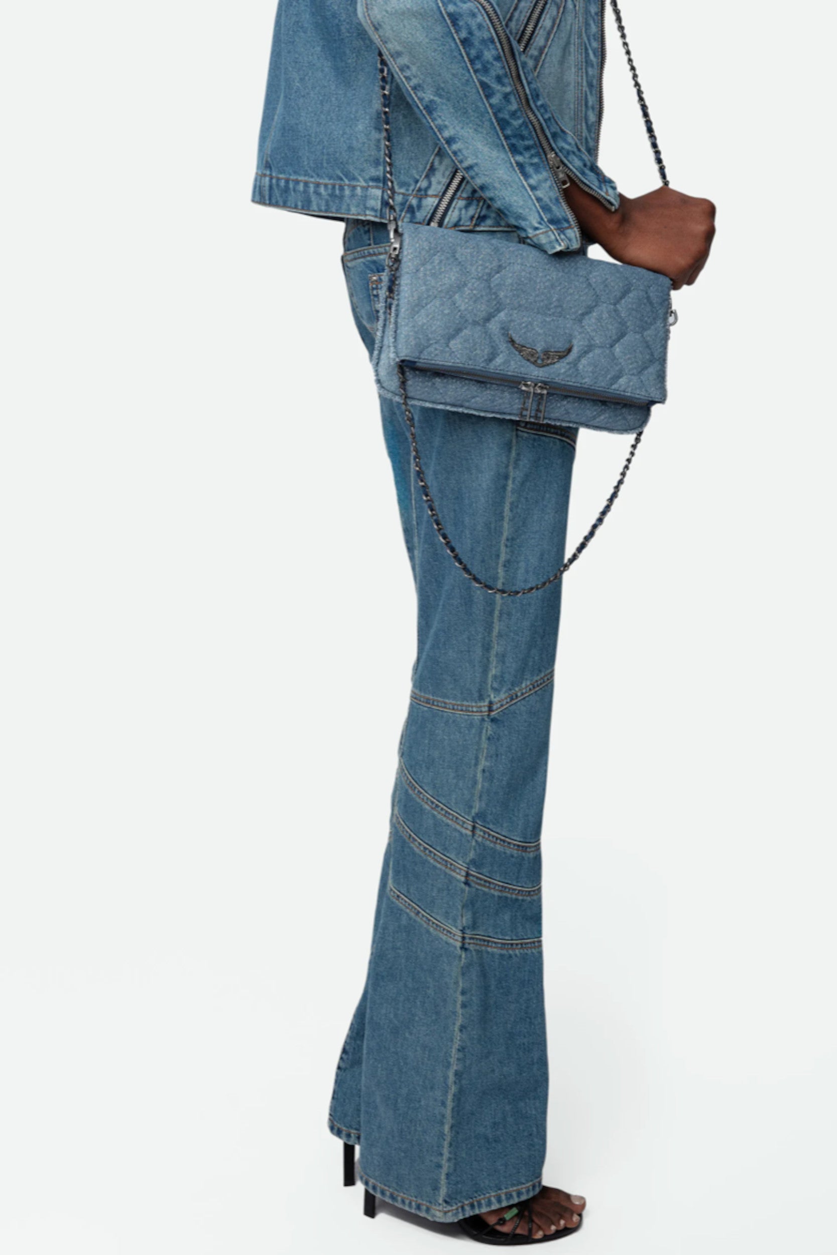 Rock XL Mat Scale Glitter Denim Bag Storm