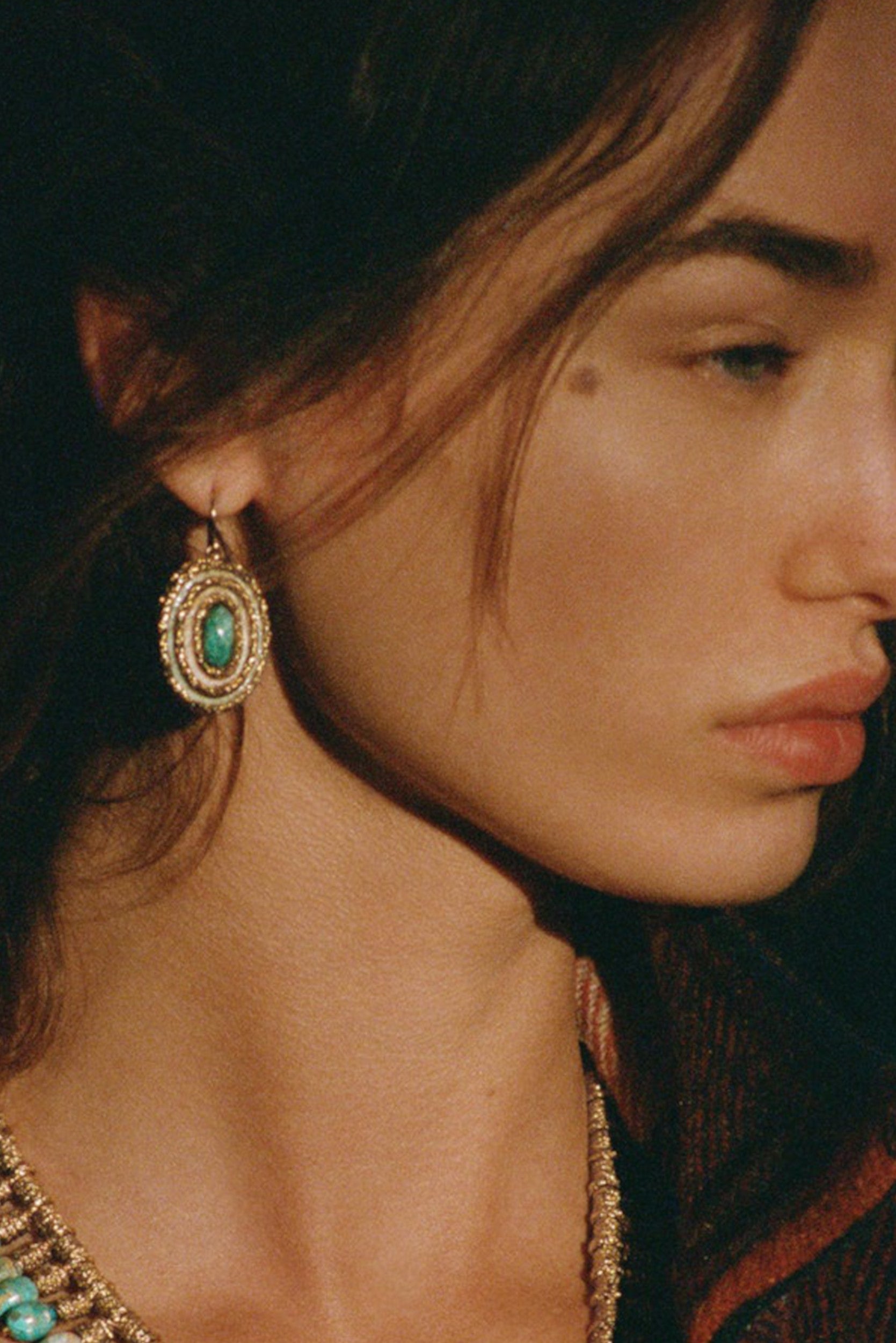 Liz Earring Dormeuse Turquoise Gold