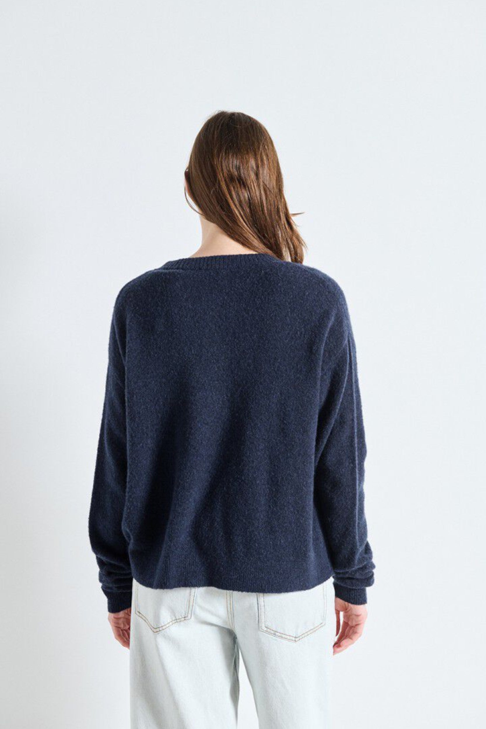 Dam19eh25 Cardigan Navy Blue Mottled