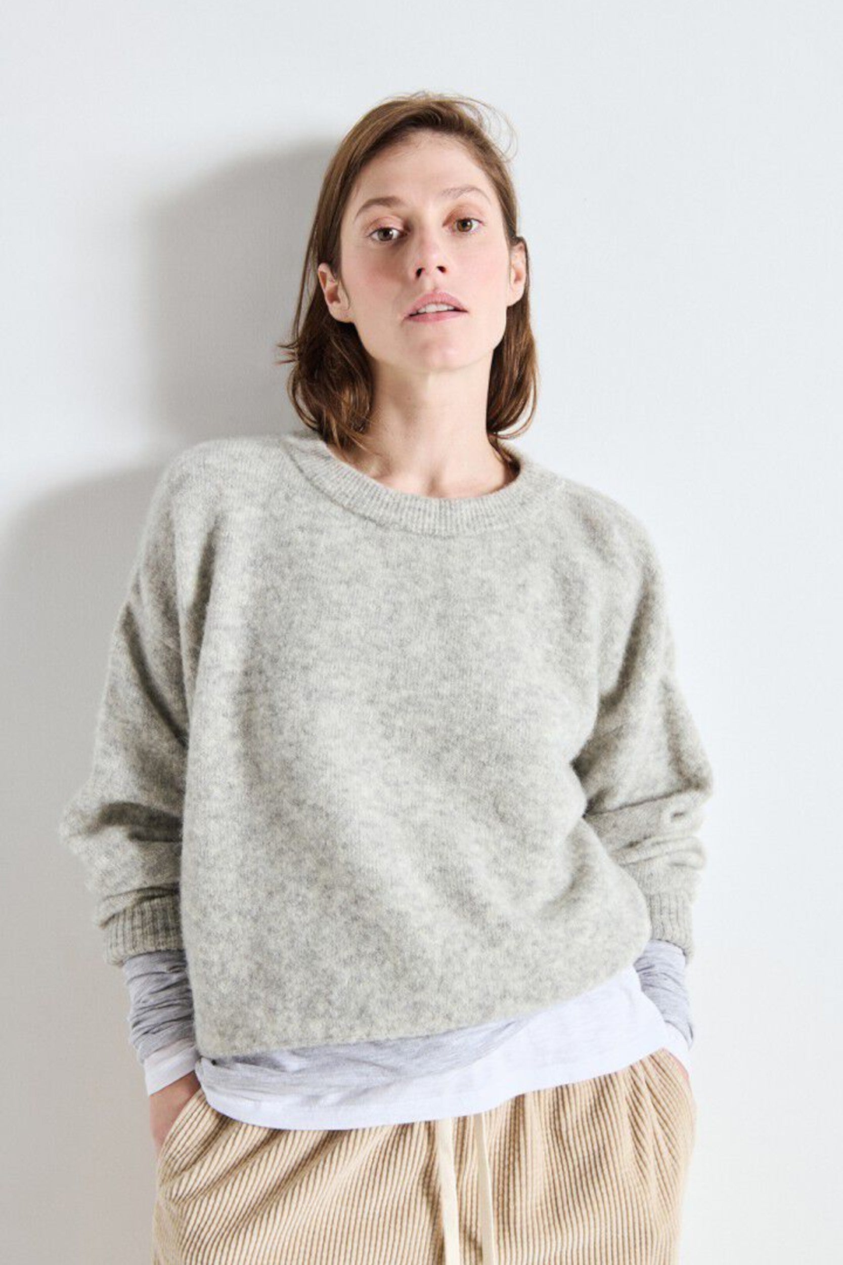 Vito18eh25 Sweater Light Grey Mottled