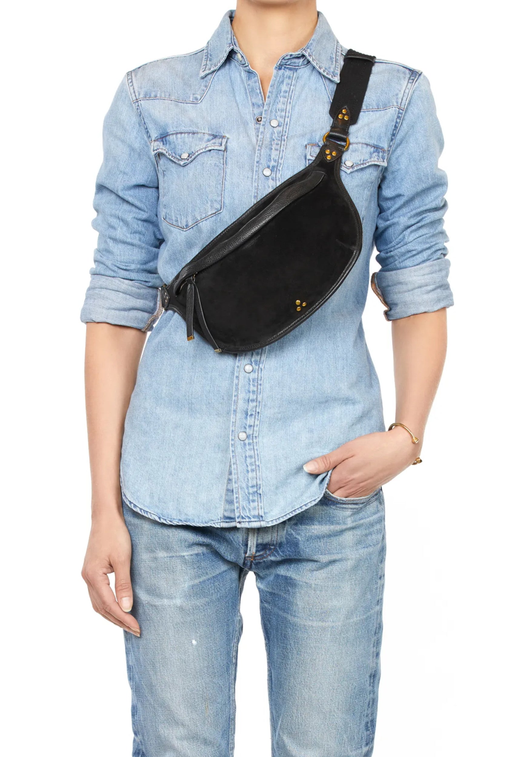 Stan Banane Bag Black Split Suede