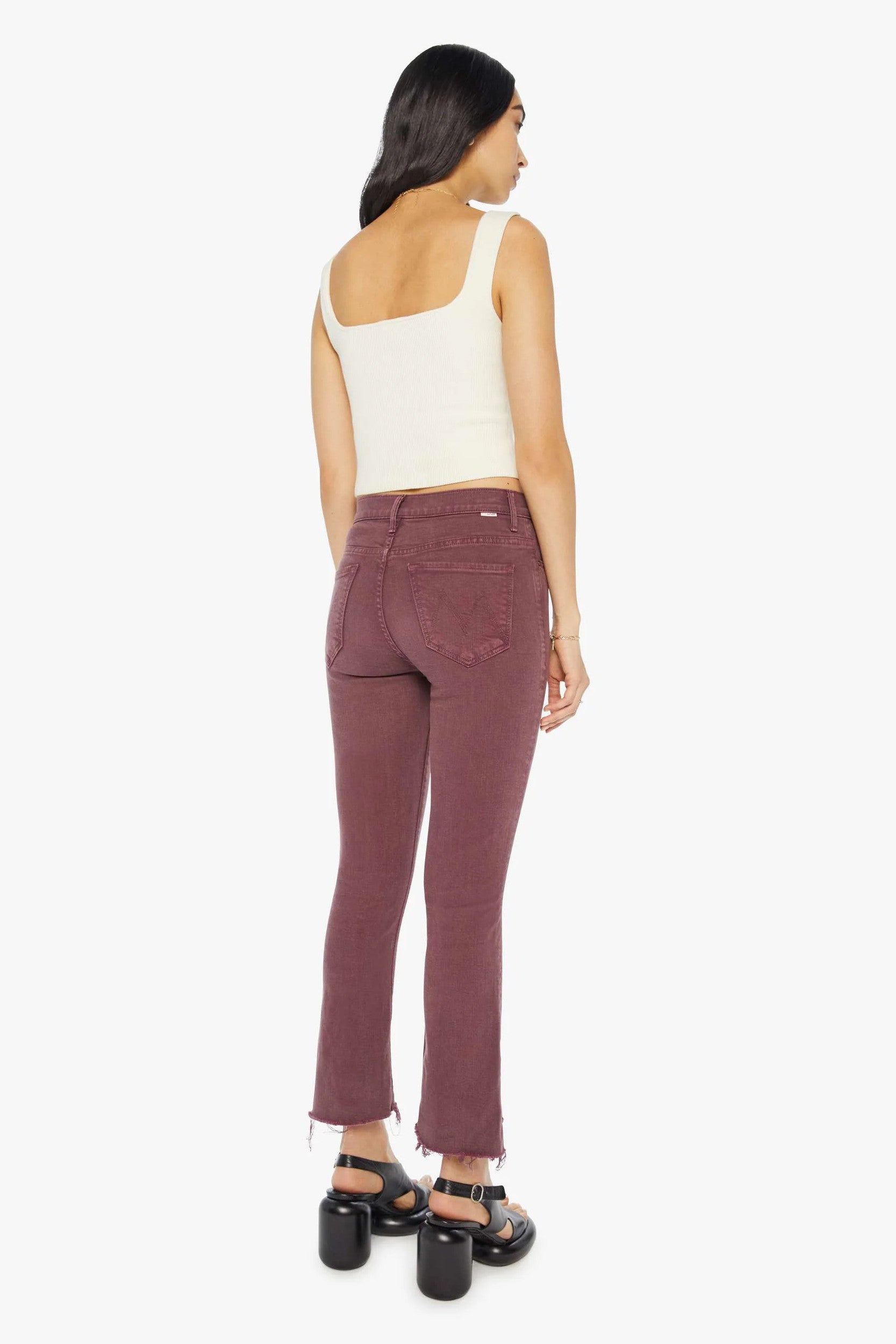 The Insider Crop Step Fray Pantalon Mauve Wine