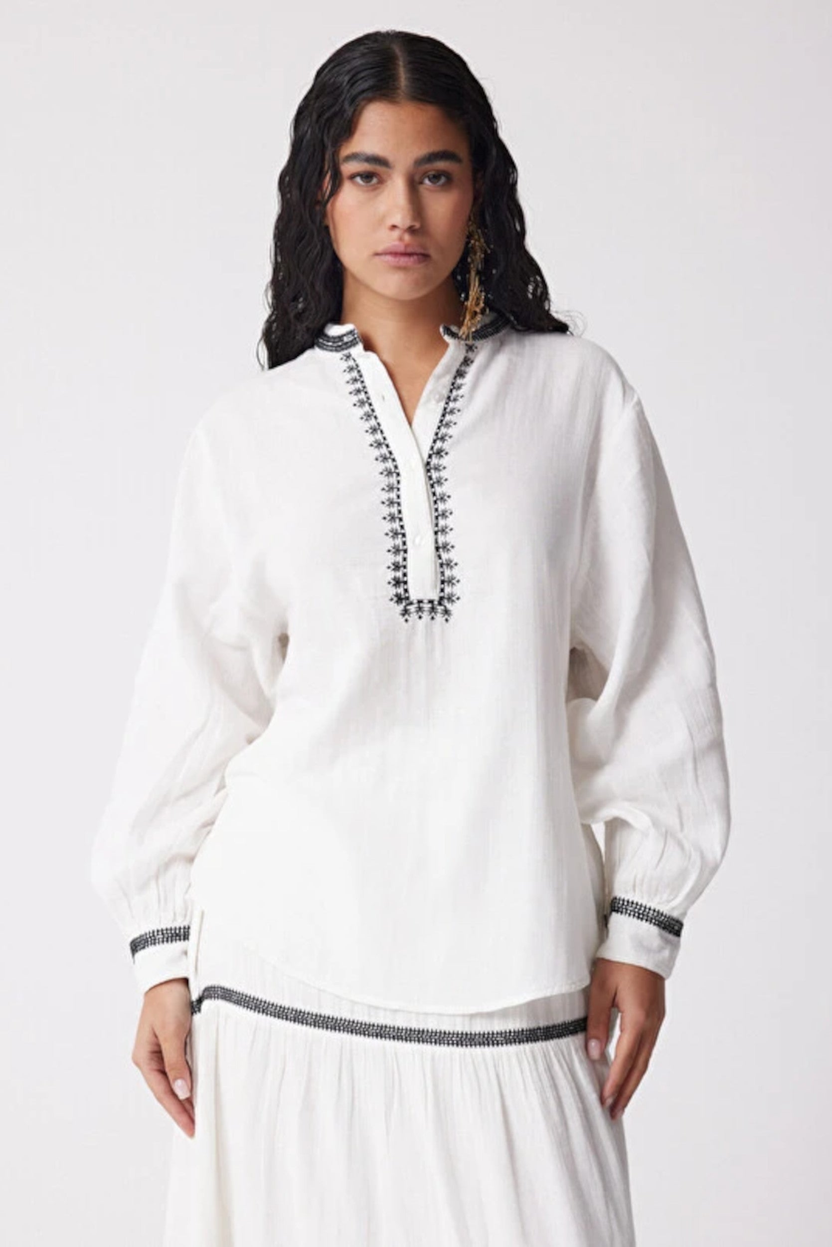 Louanisse Shirt Ecru-Black