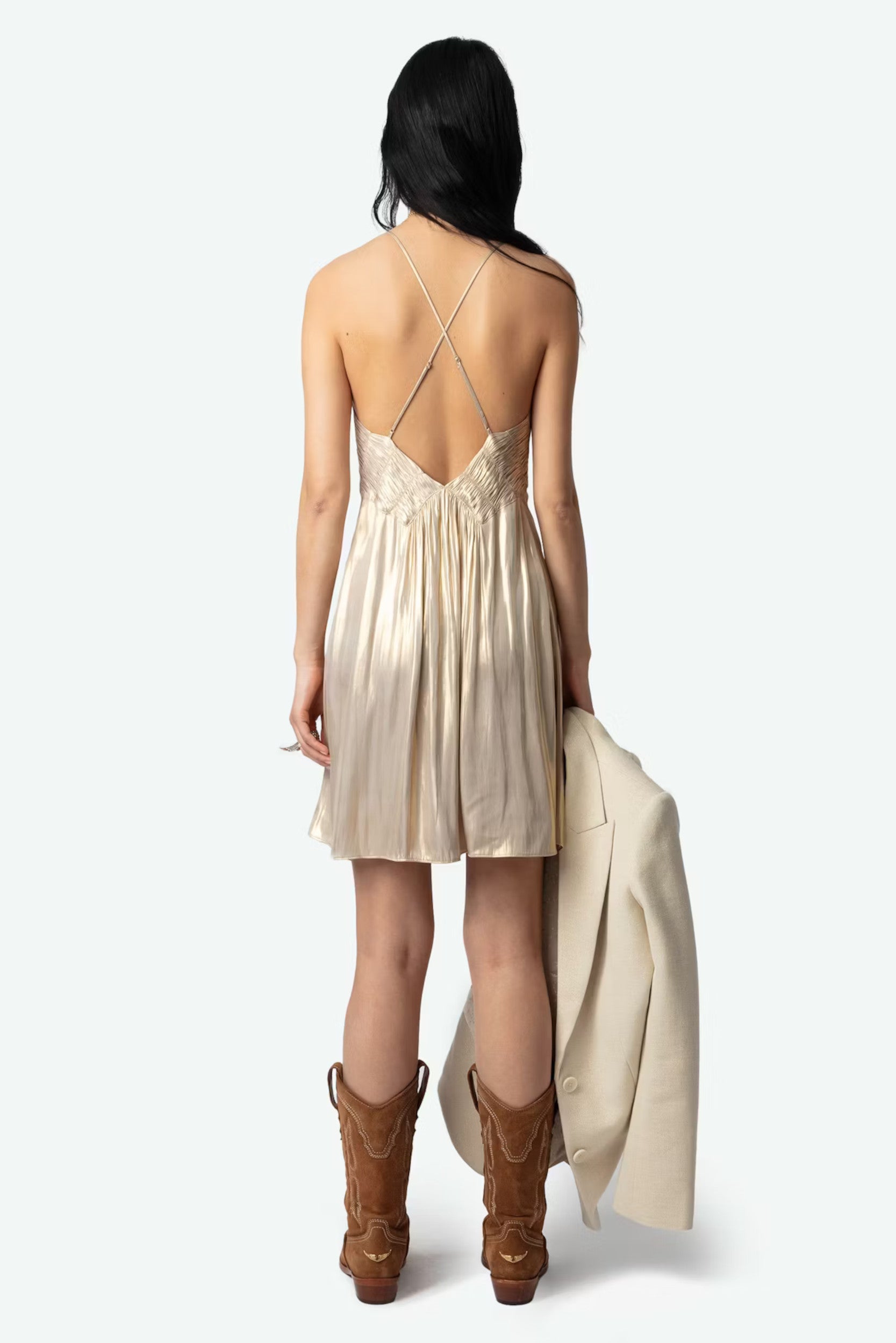 Rayonna Satin Short Dress Gold