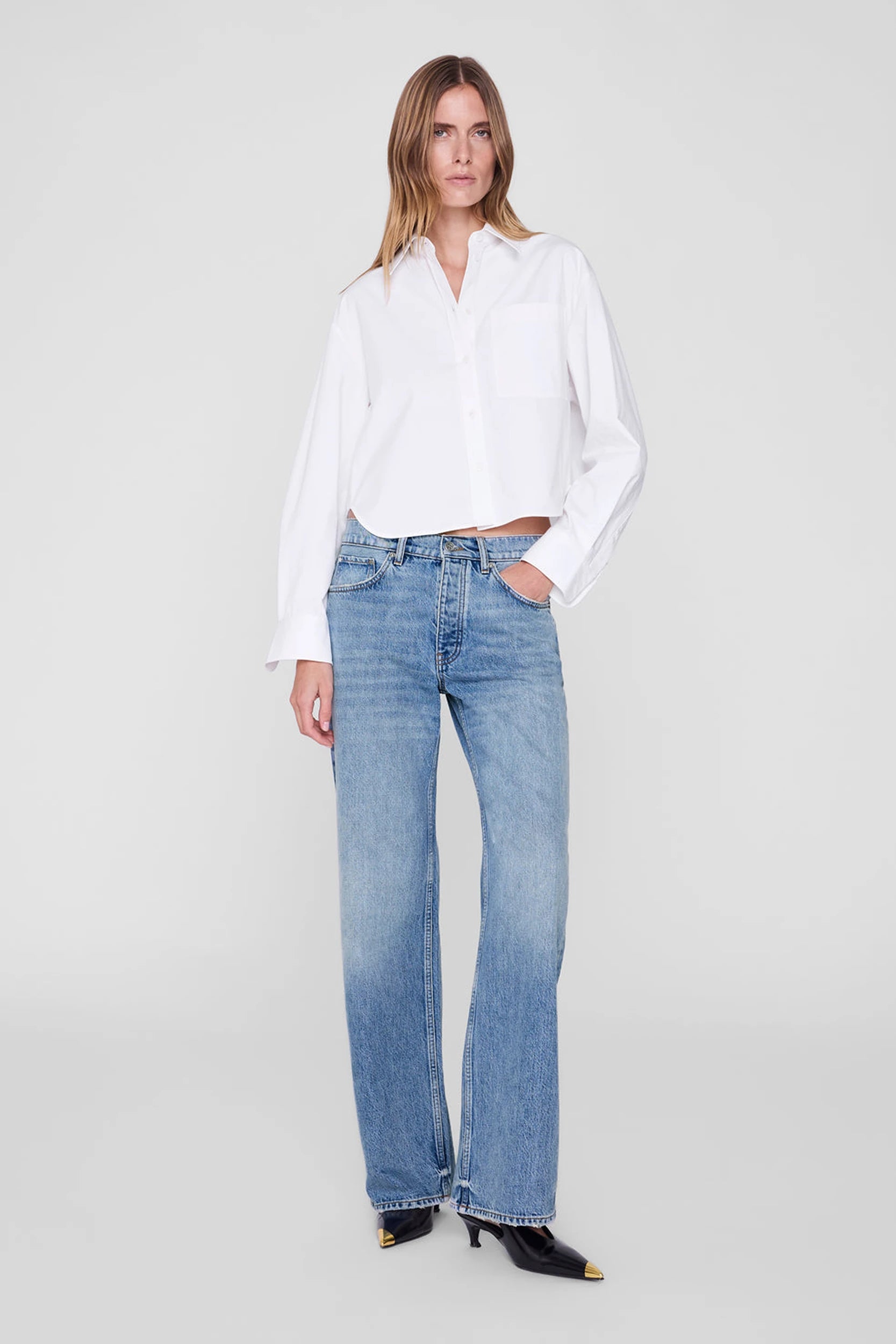 Scott Cropped Chemise Blanc
