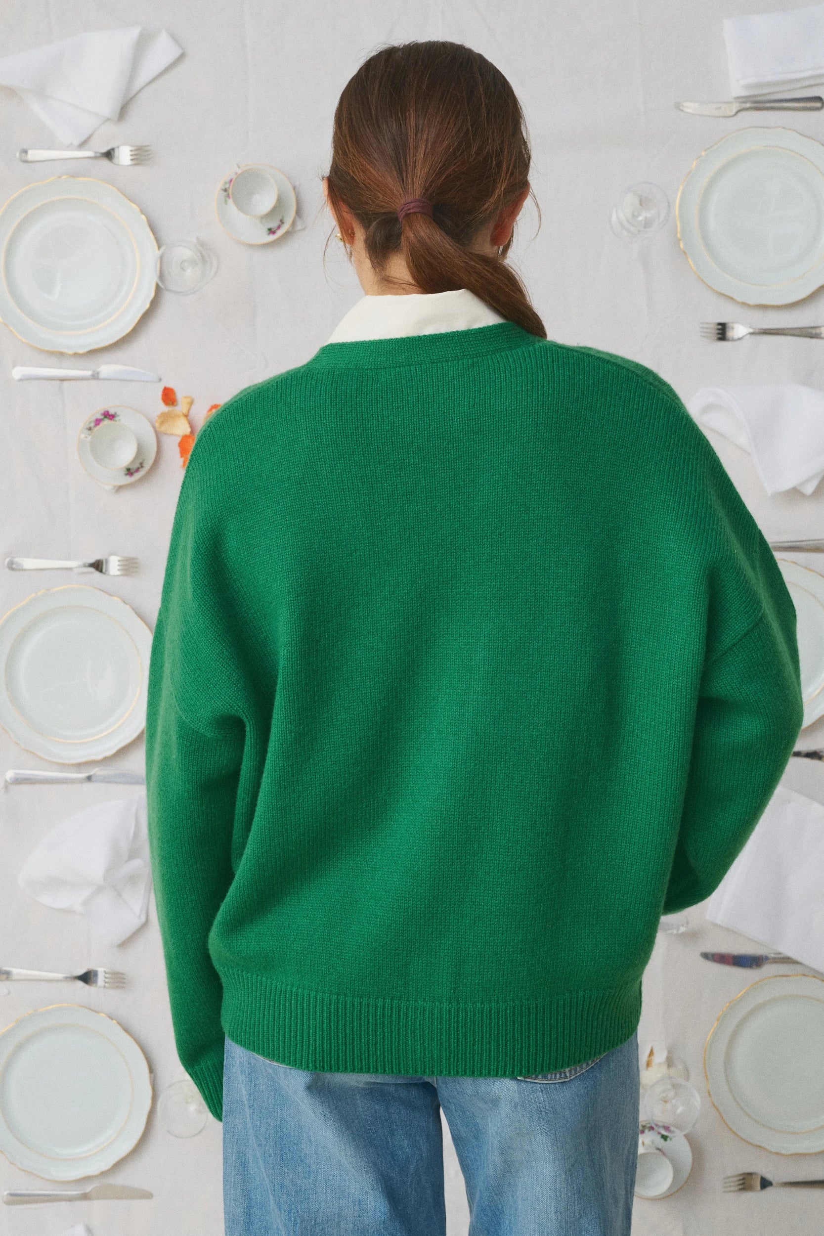 Bella Knitted Oversize Cardigan Vert Mii, vue 3