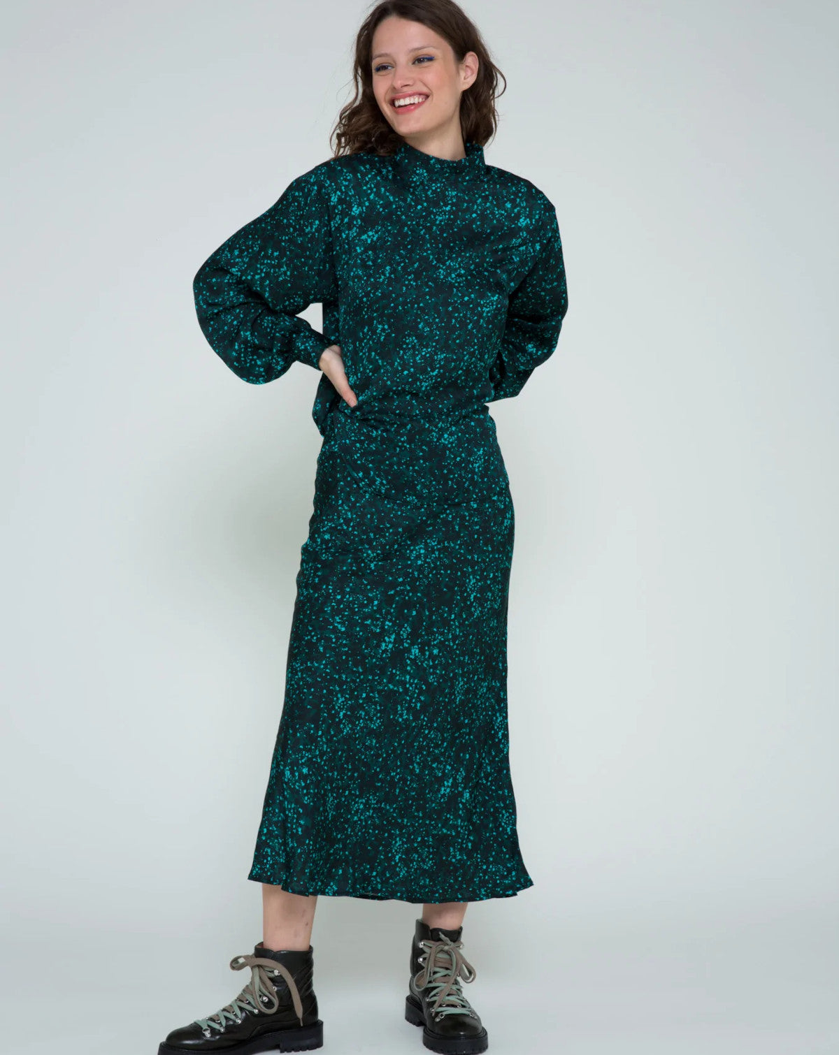 Emily Zanga Paterns Skirt Green