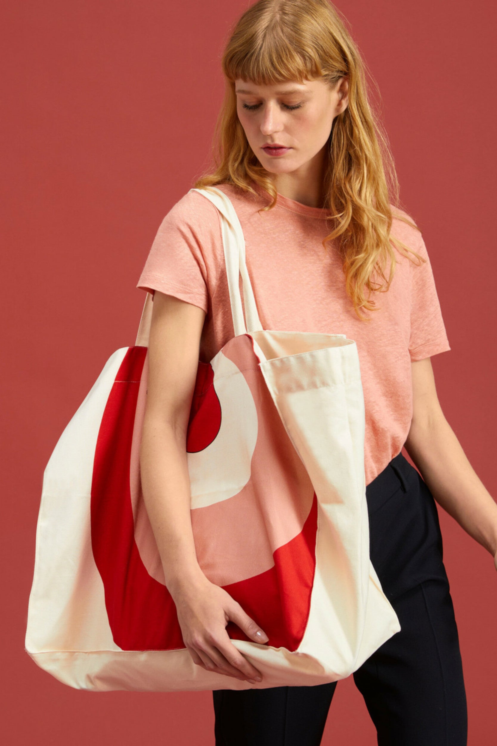 Sac Cabas Paon Crème Bois de Rose