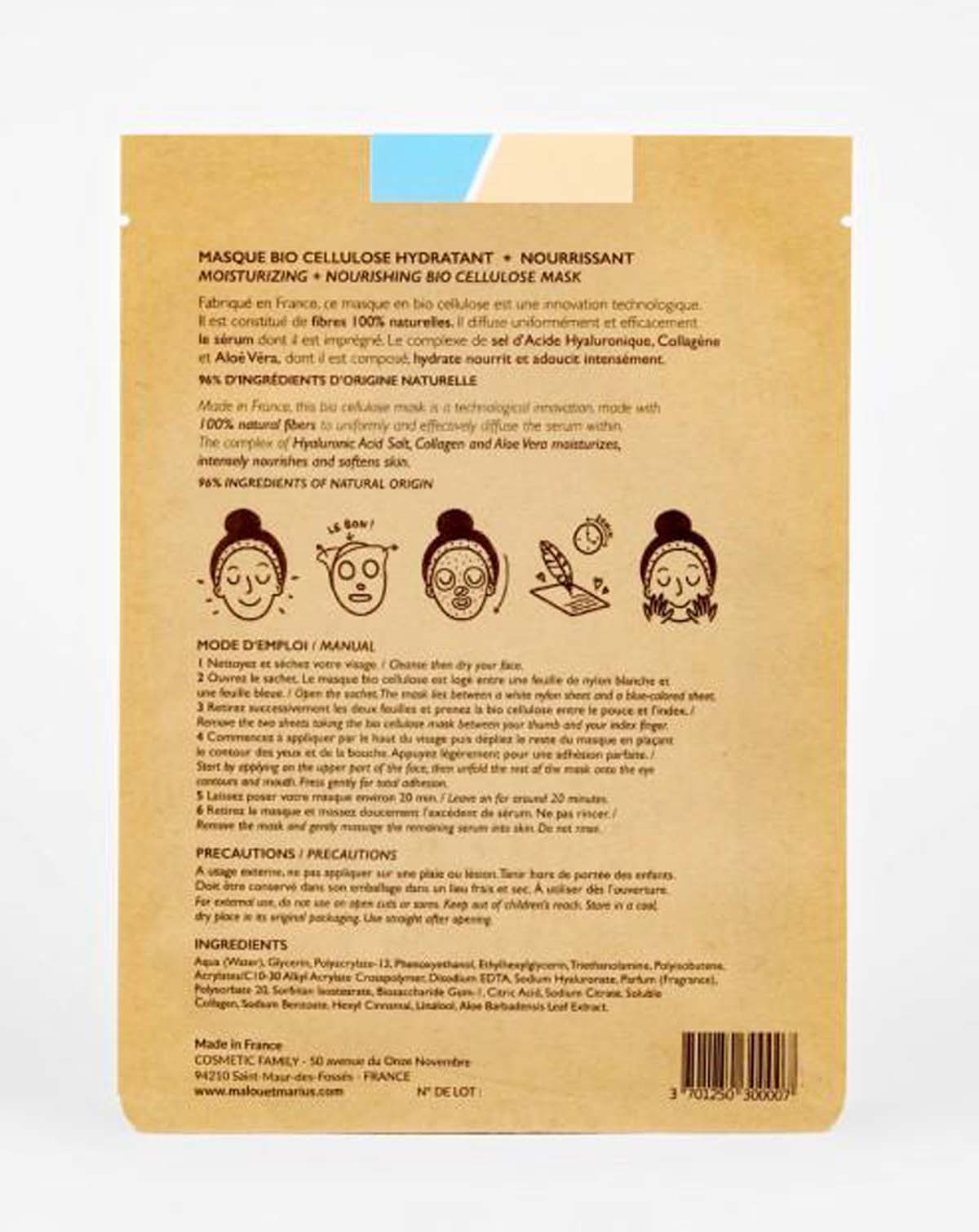 Masque facial en biocellulose