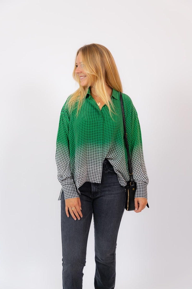 Greta Printed Oversize Shirt Green