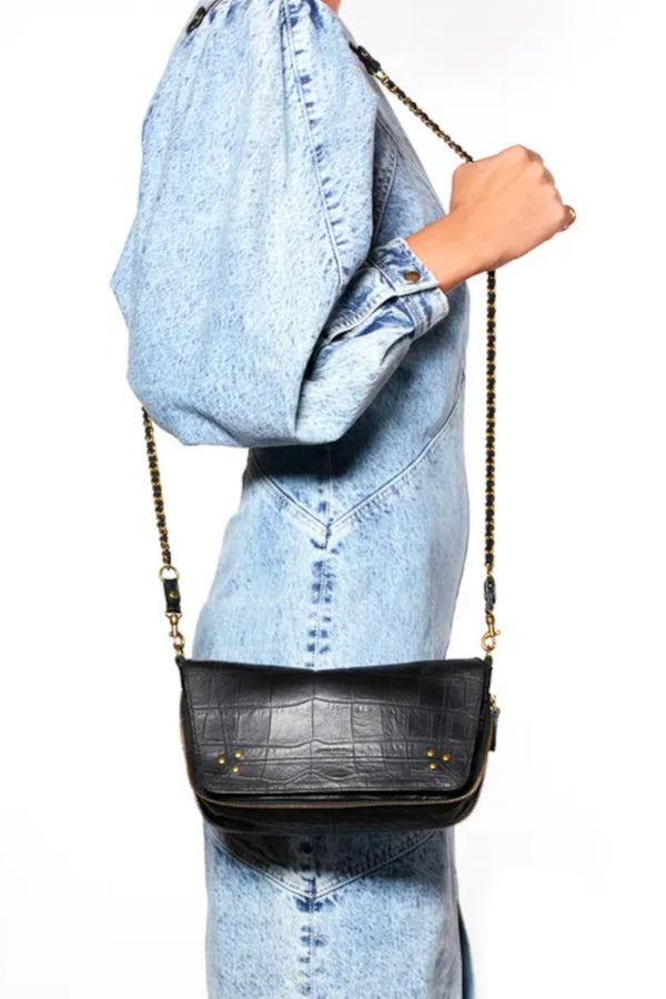 Bobi S Bag Black Crocodile Print