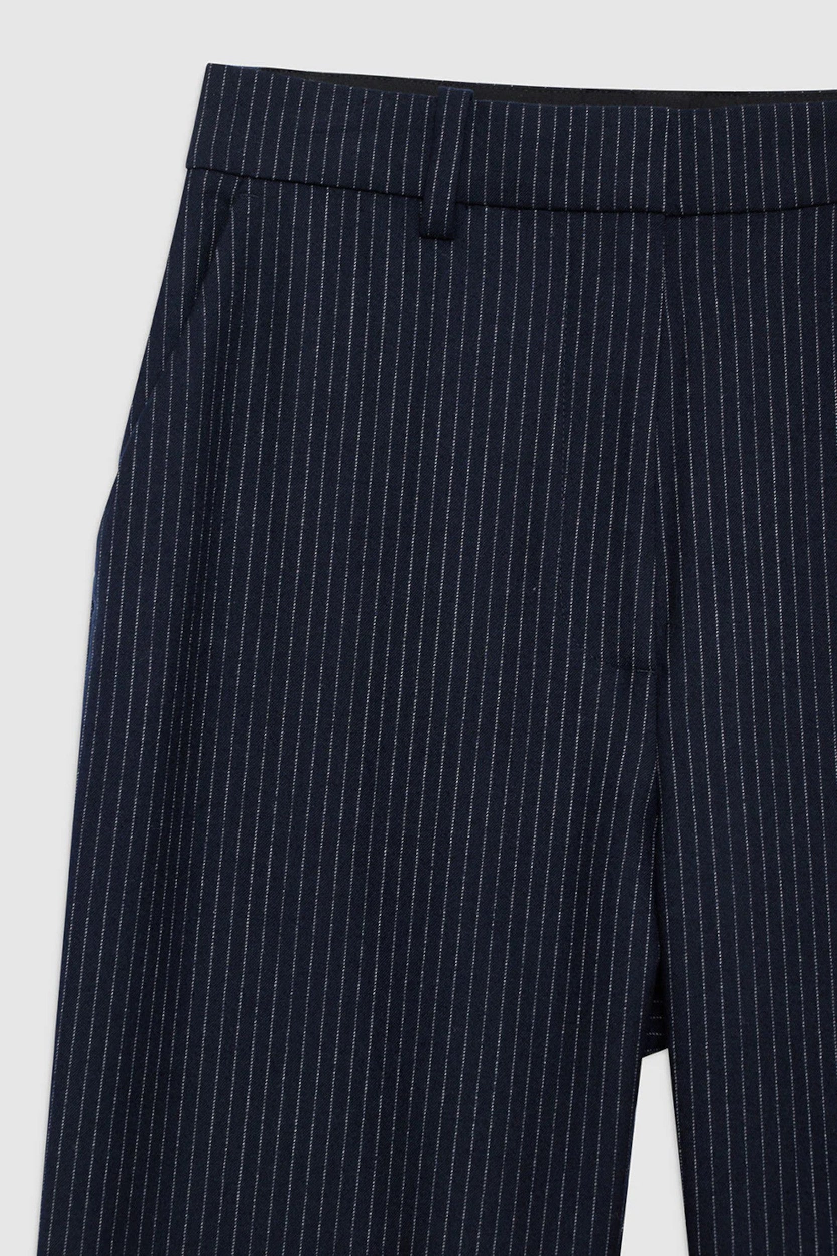 Pantalon Blaine bleu marine à fines rayures ivoire