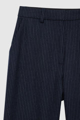 Pantalon Blaine bleu marine à fines rayures ivoire