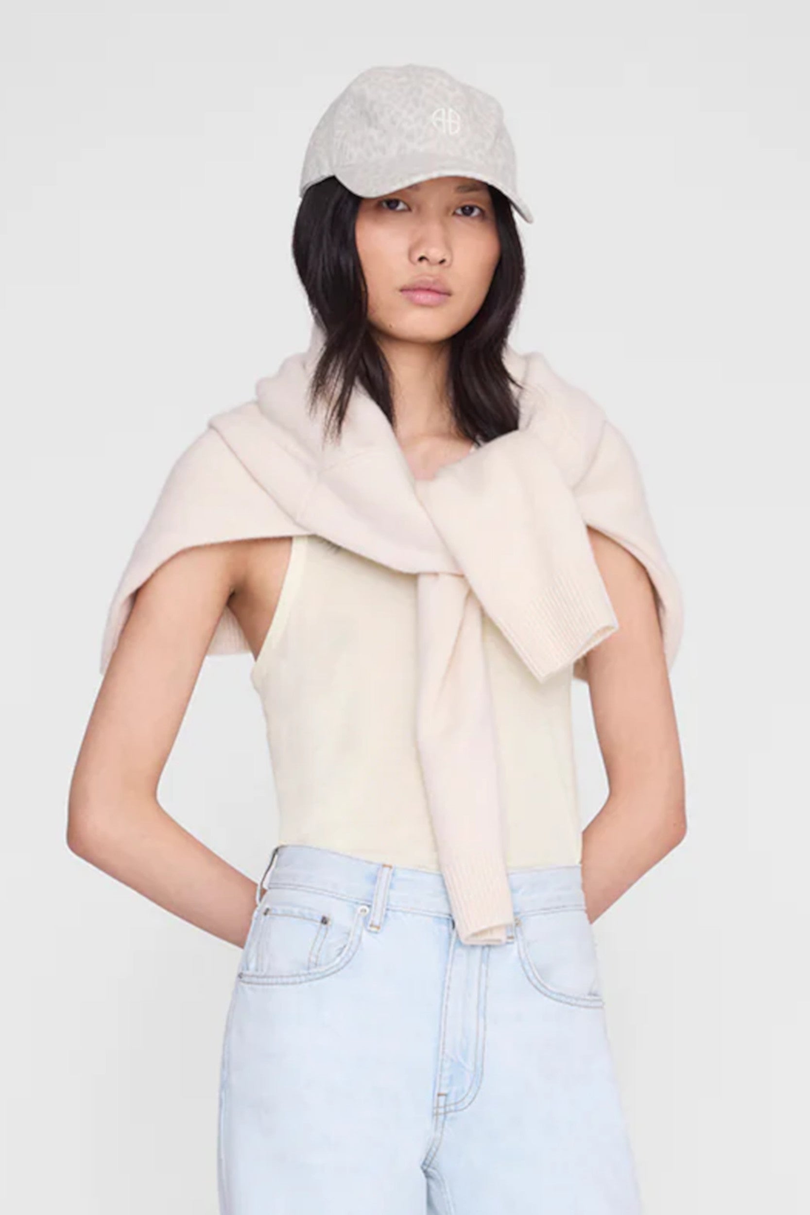 Jeremy Baseball Cap Washed White Leopard