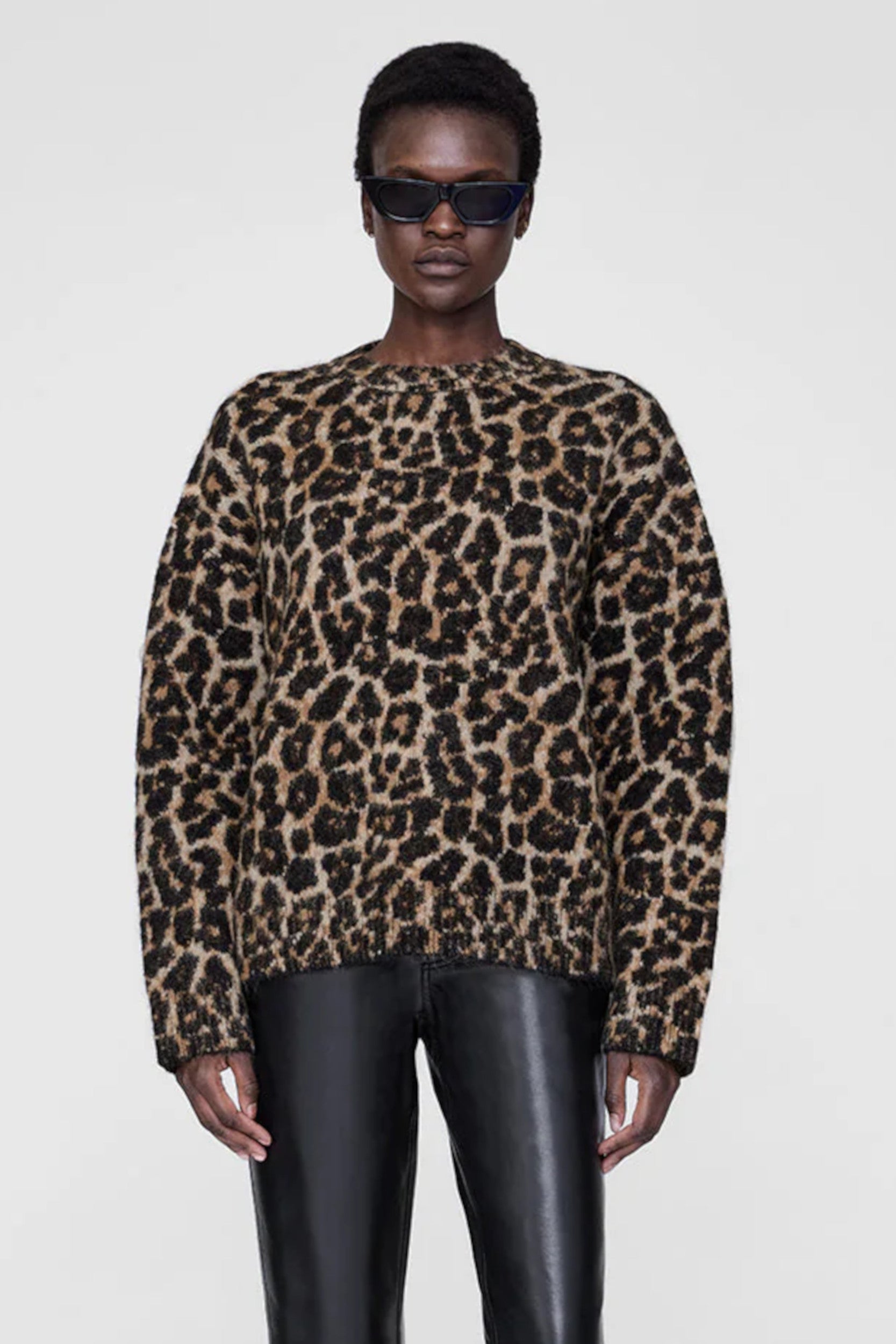 Sydney Sweater Black and Brown Leopard