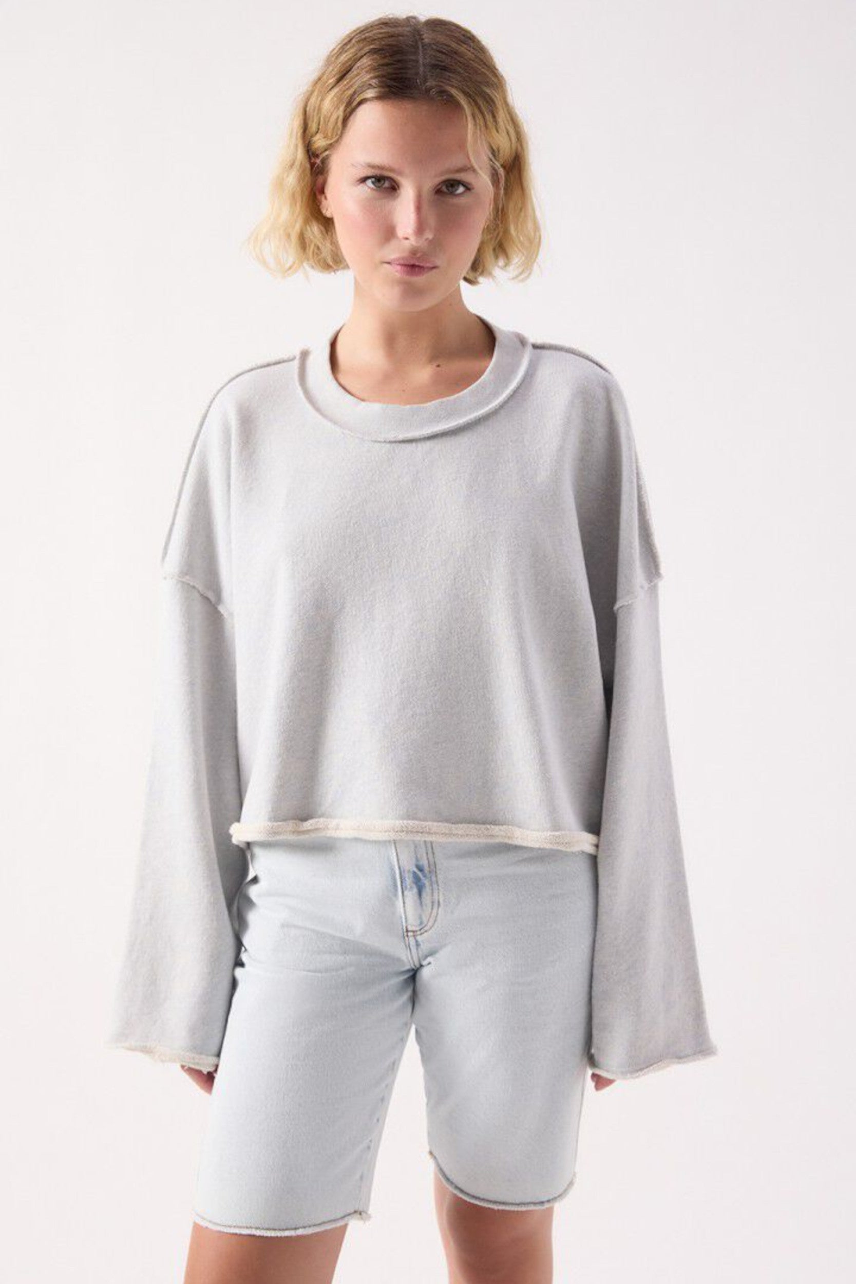 Dan03ah26 Sweater Light Blue Mottled