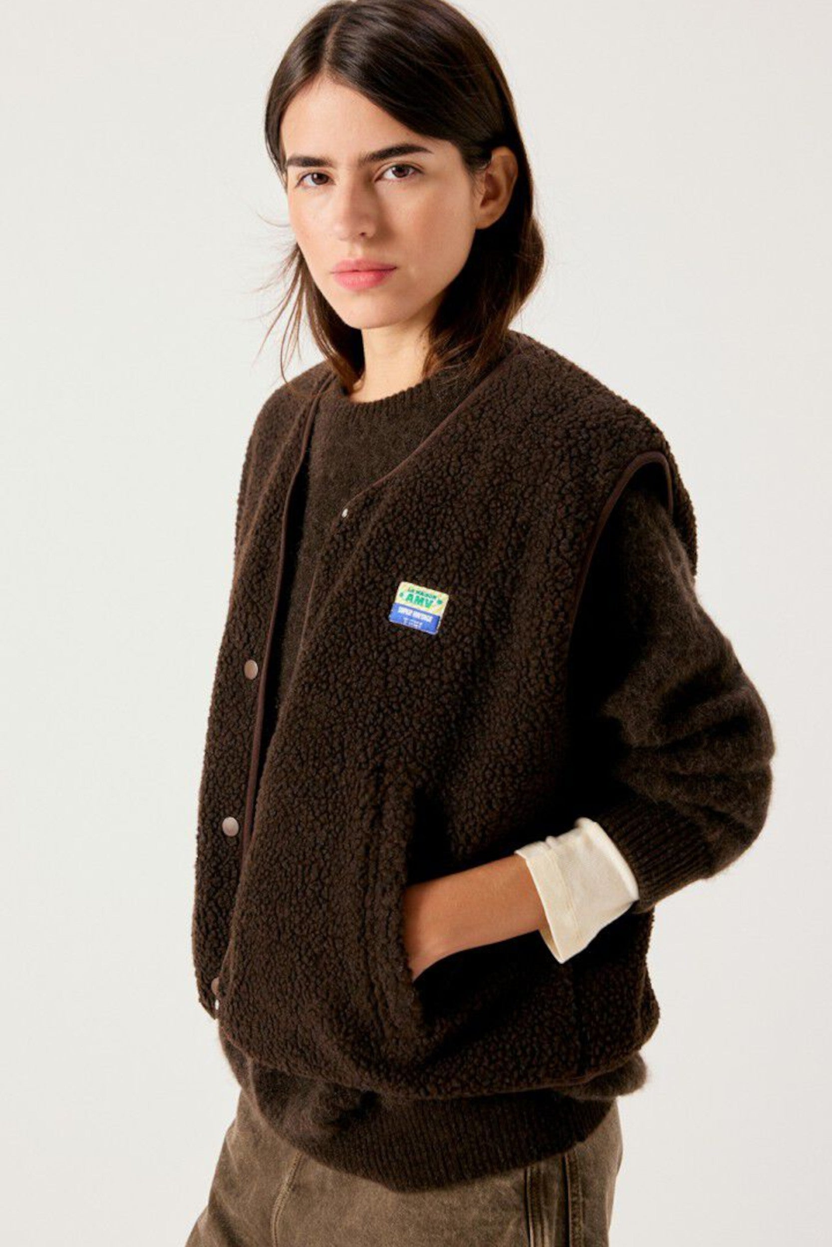 Hok16bh26 Veste Marron chiné