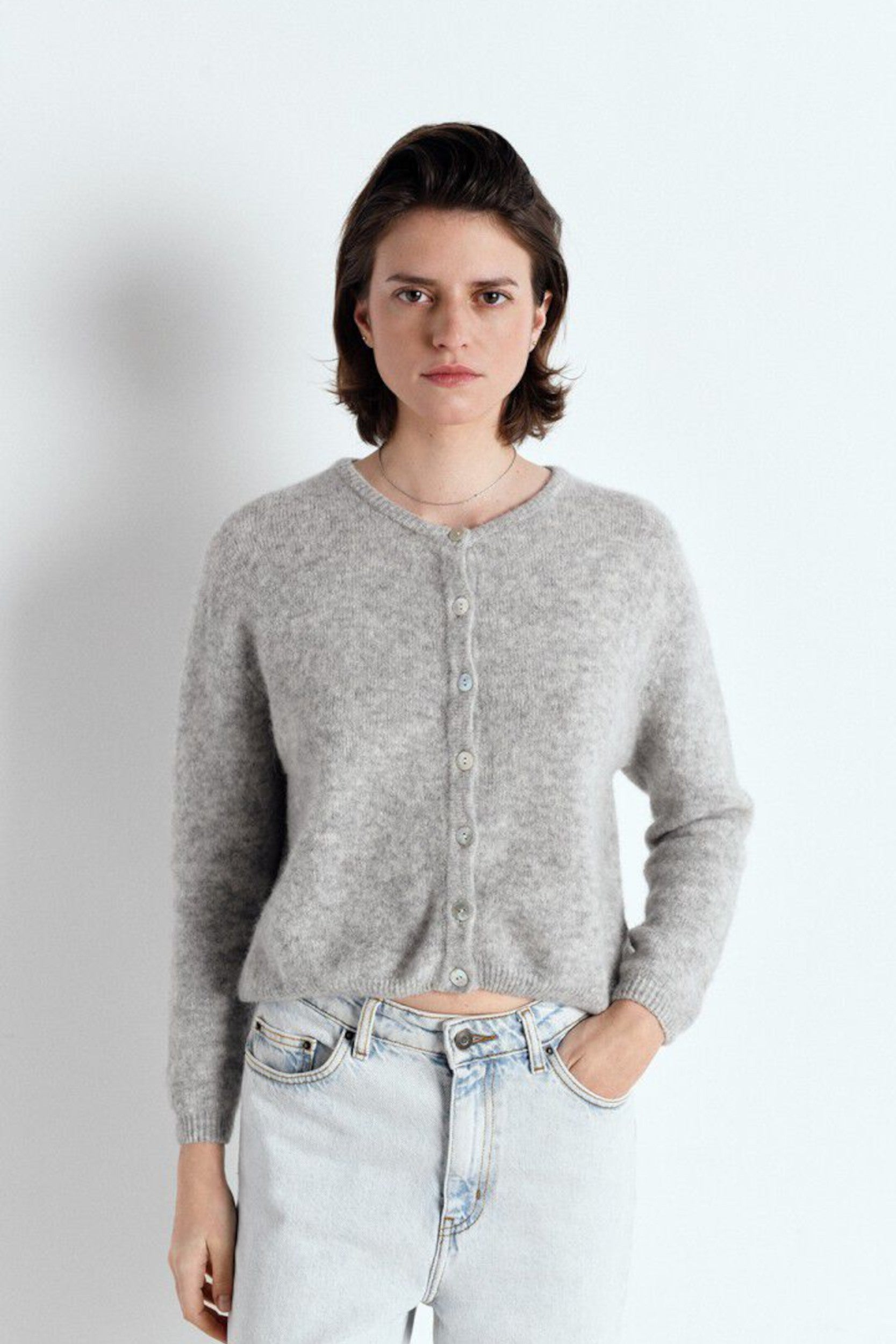 Vito19eh26 Cardigan Grey Mottled