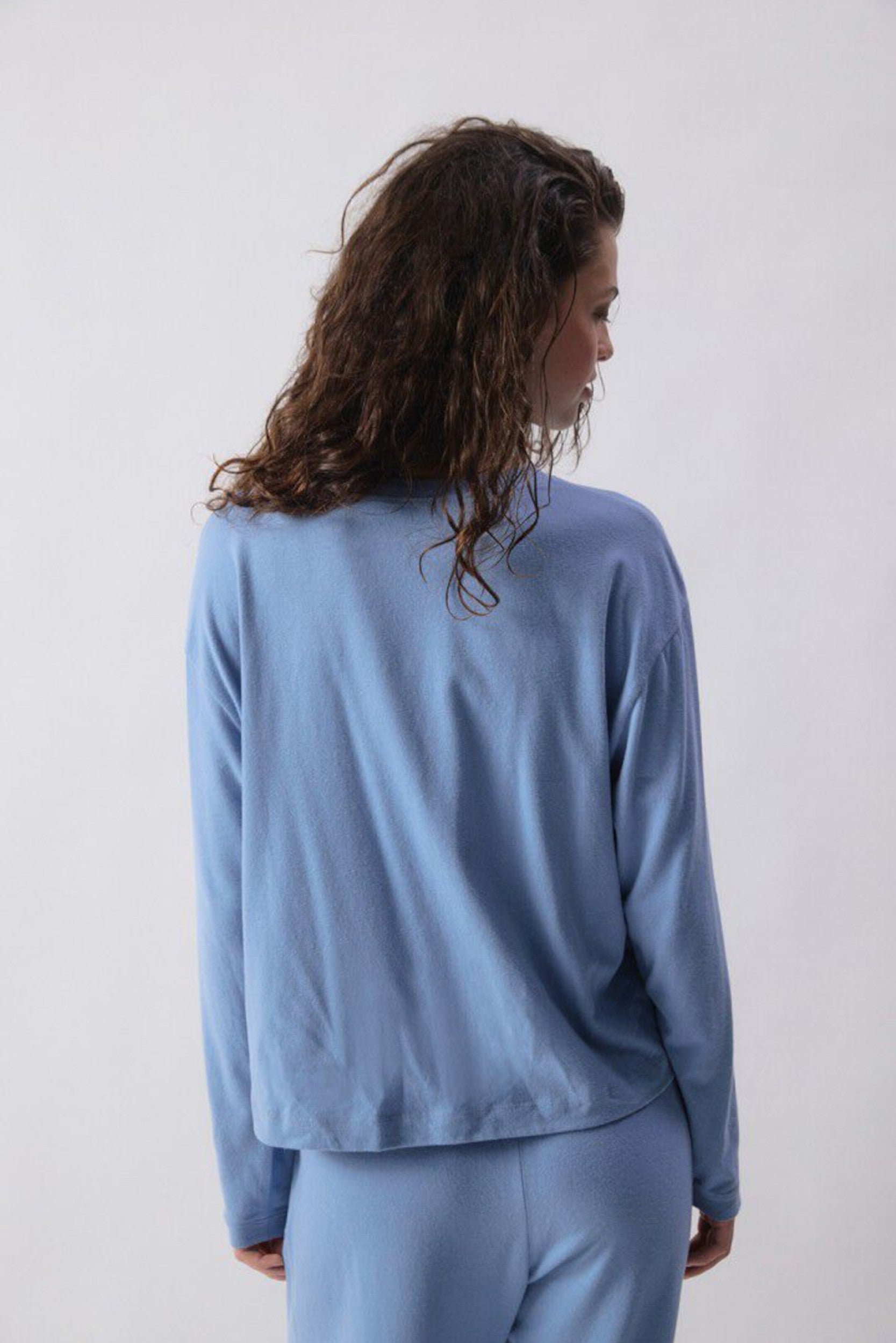 Ypa02bh26 T-shirt Bleu Chiné — American Vintage, vue 3