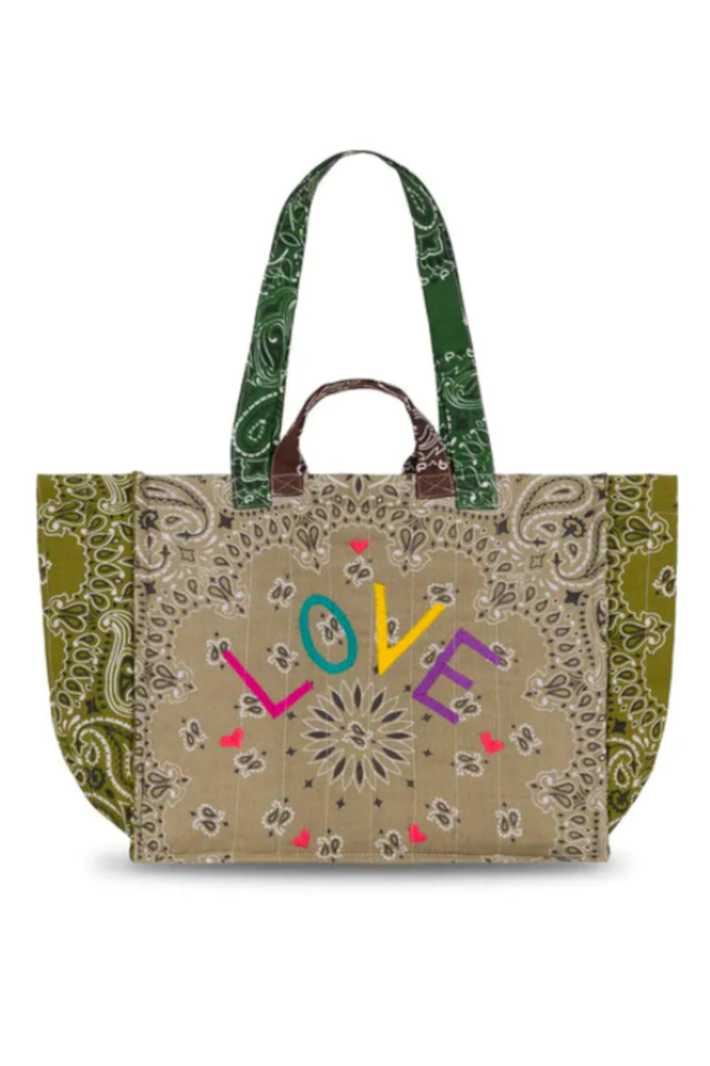 Middle Cabas Quilted Love Cabas Beige Colorblock