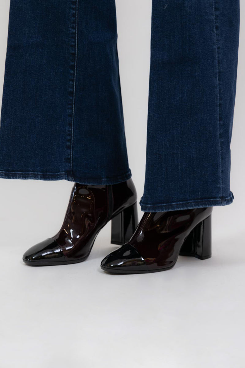 Donna Patent Leather Boots Black Brown