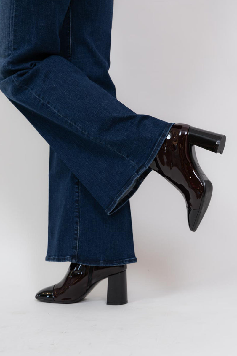 Donna Patent Leather Boots Black Brown
