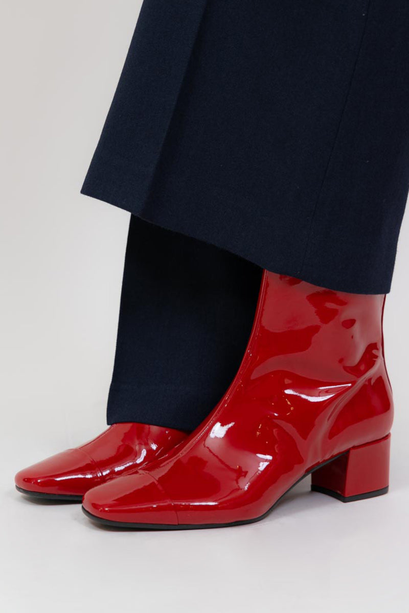 Estime Patent Leather Boots Red