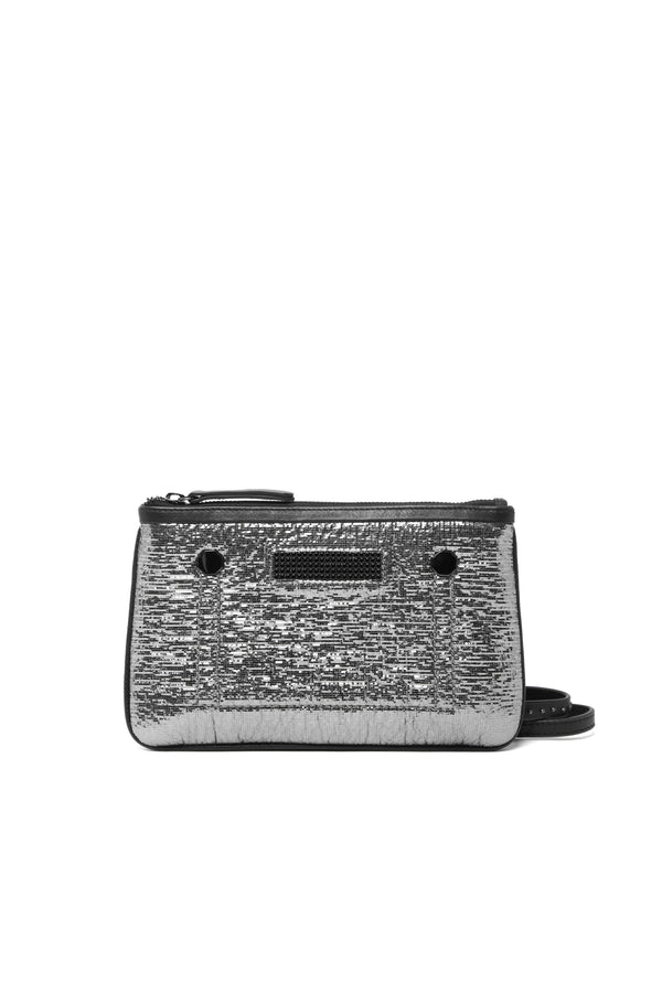 Mini Crinkle Sparkles Bag Gunmetal Black