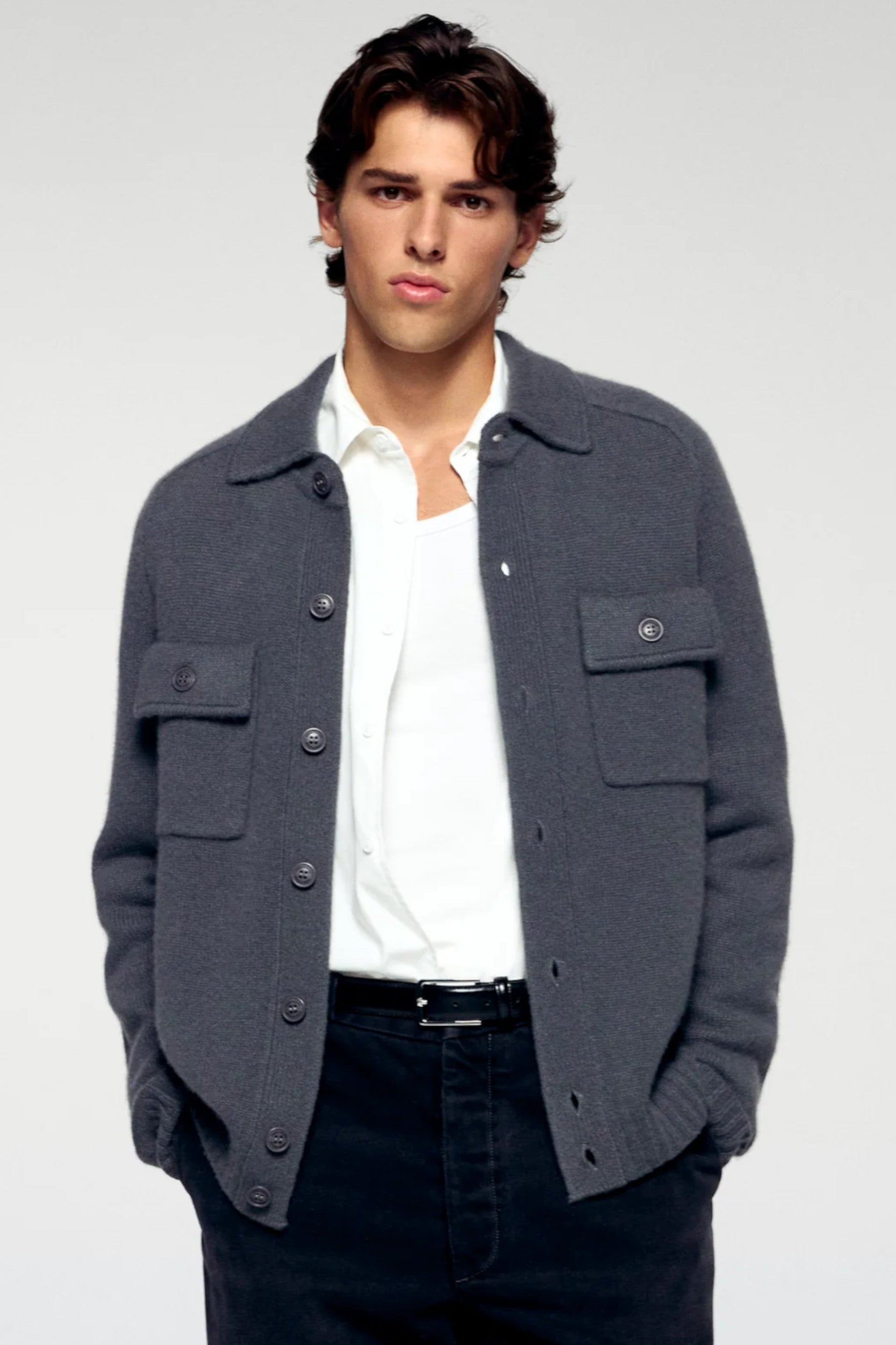 2501Mpc03354W Cardigan Storm Grey