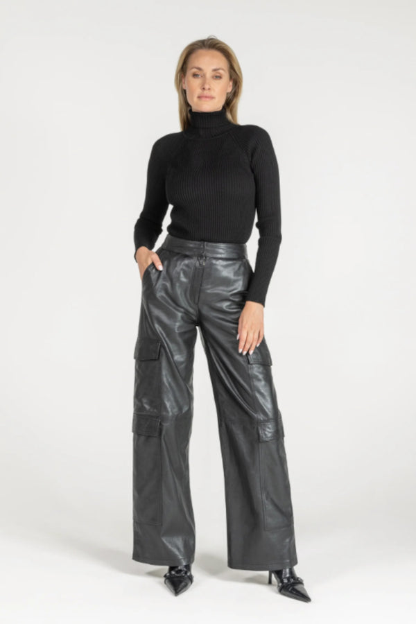 Pem Leather Pant Black