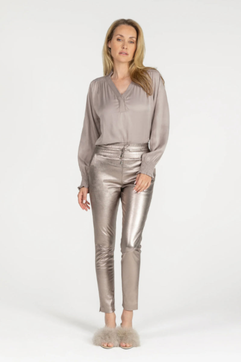 Poggy Metallic Pant Stone