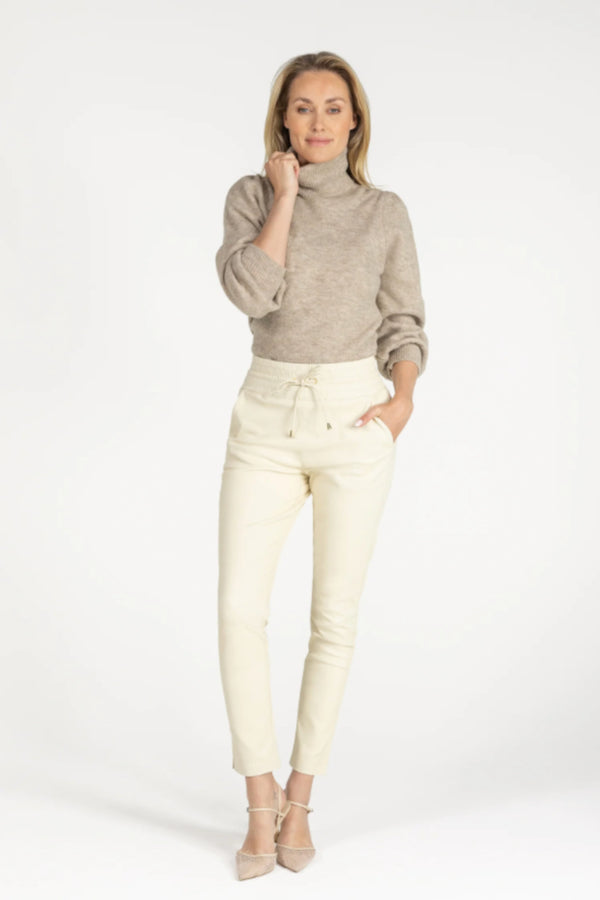 Poggy Leather Pant Creamy White