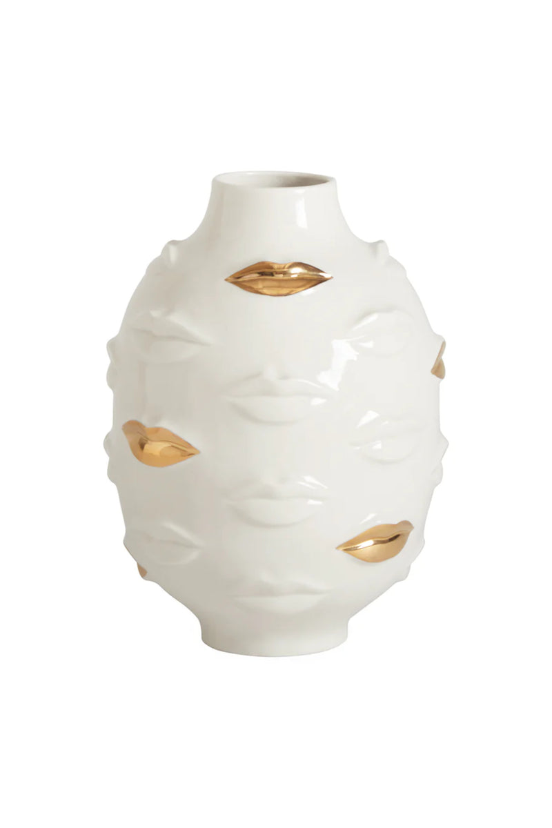 Gilded Gala Round Vase White Gold