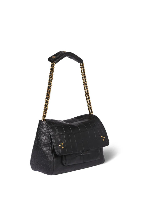 Lulu M Bag Black Crocodile Print