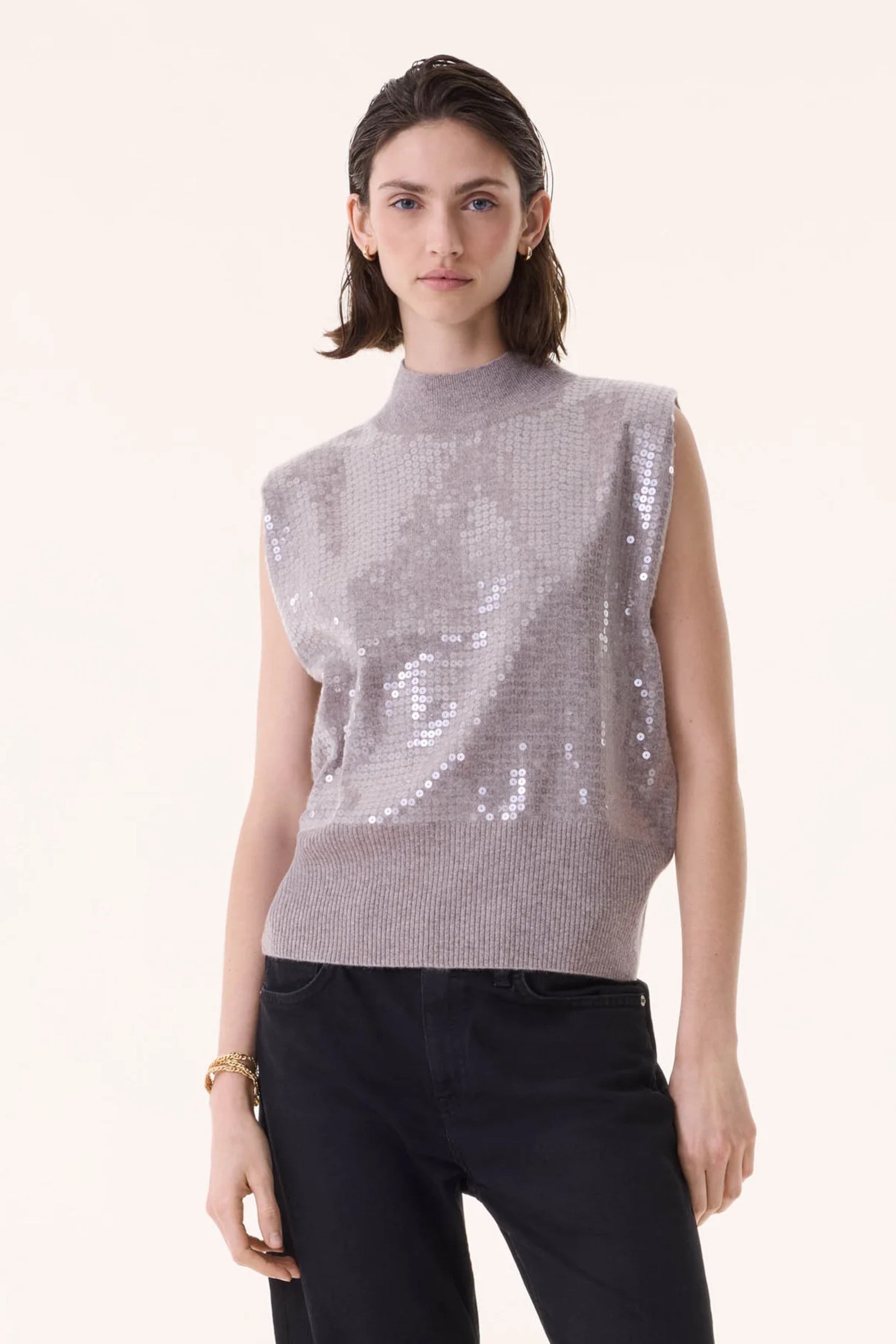 Divine Sequins Top Taupe