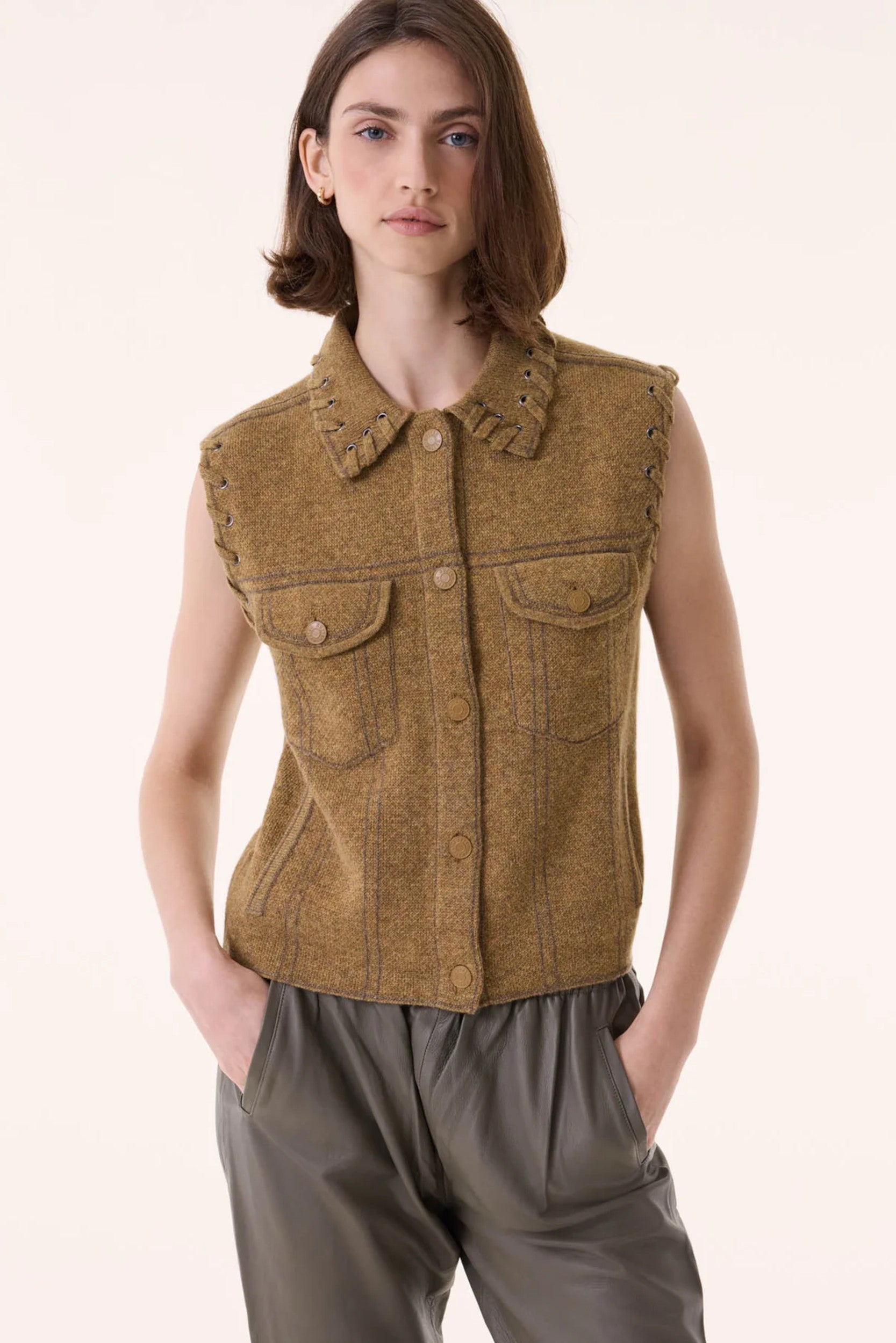 Joss Lacets Vest Bronze