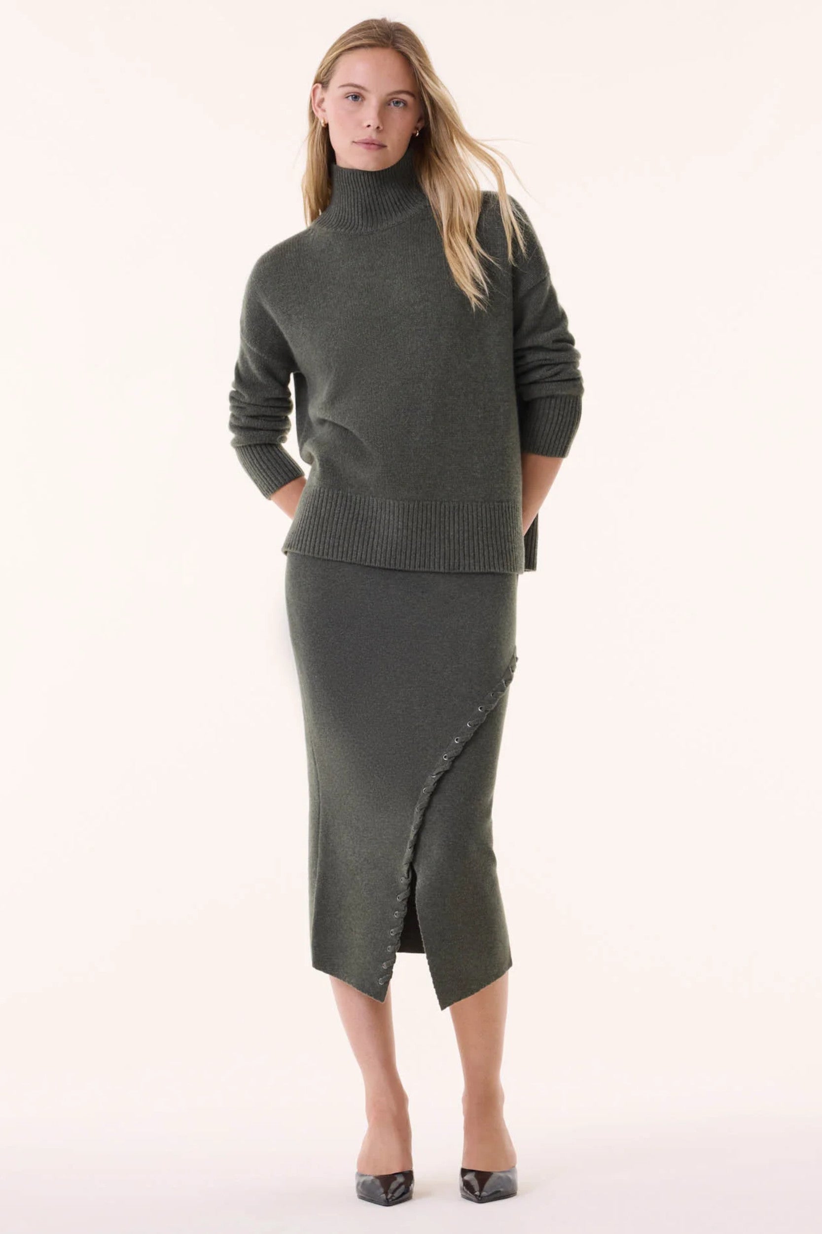 Solange Lacets Skirt Dark Khaki