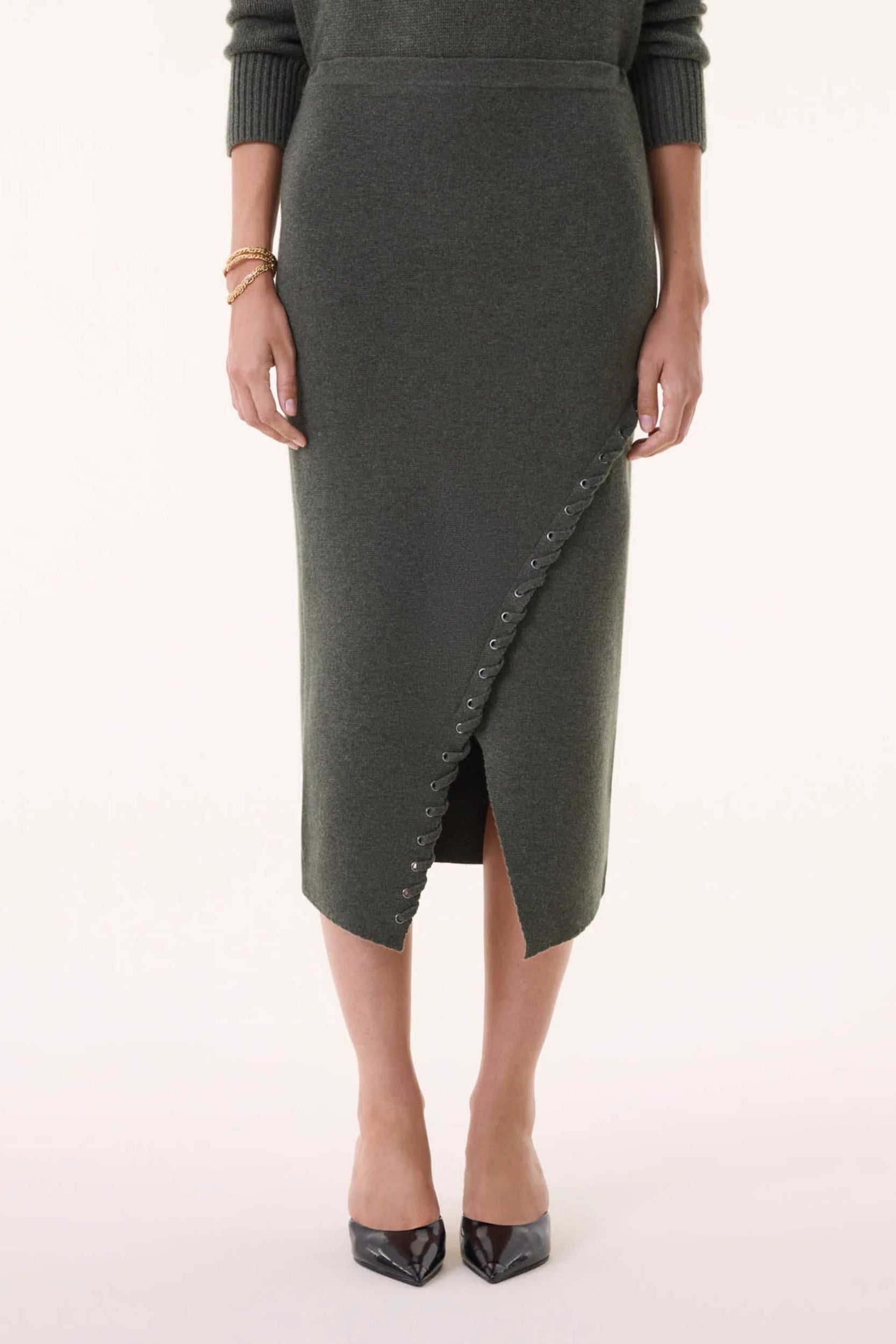 Solange Lacets Skirt Dark Khaki