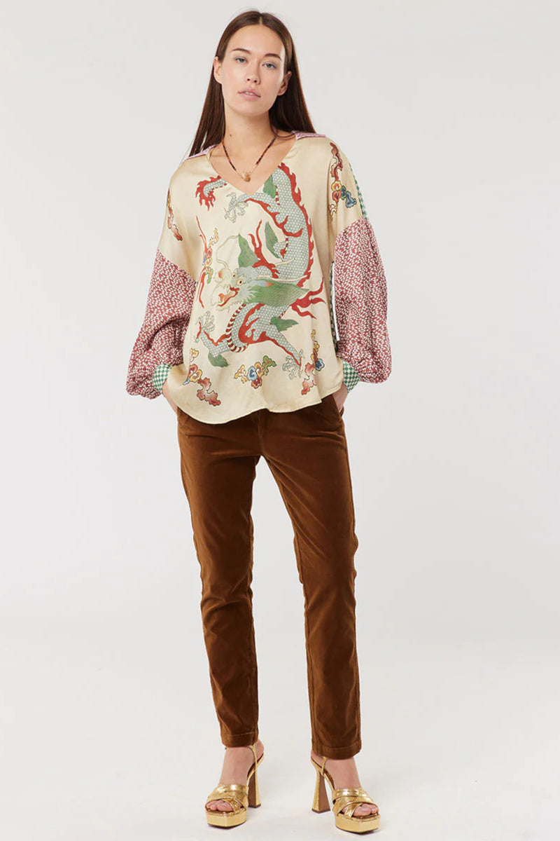 Anna V-Collar Blouse Love